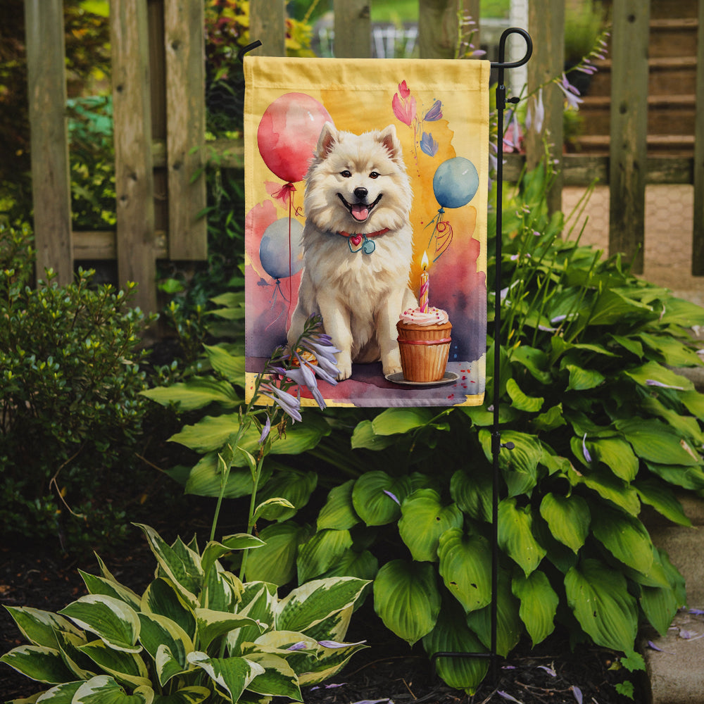 Samoyed Happy Birthday Garden Flag