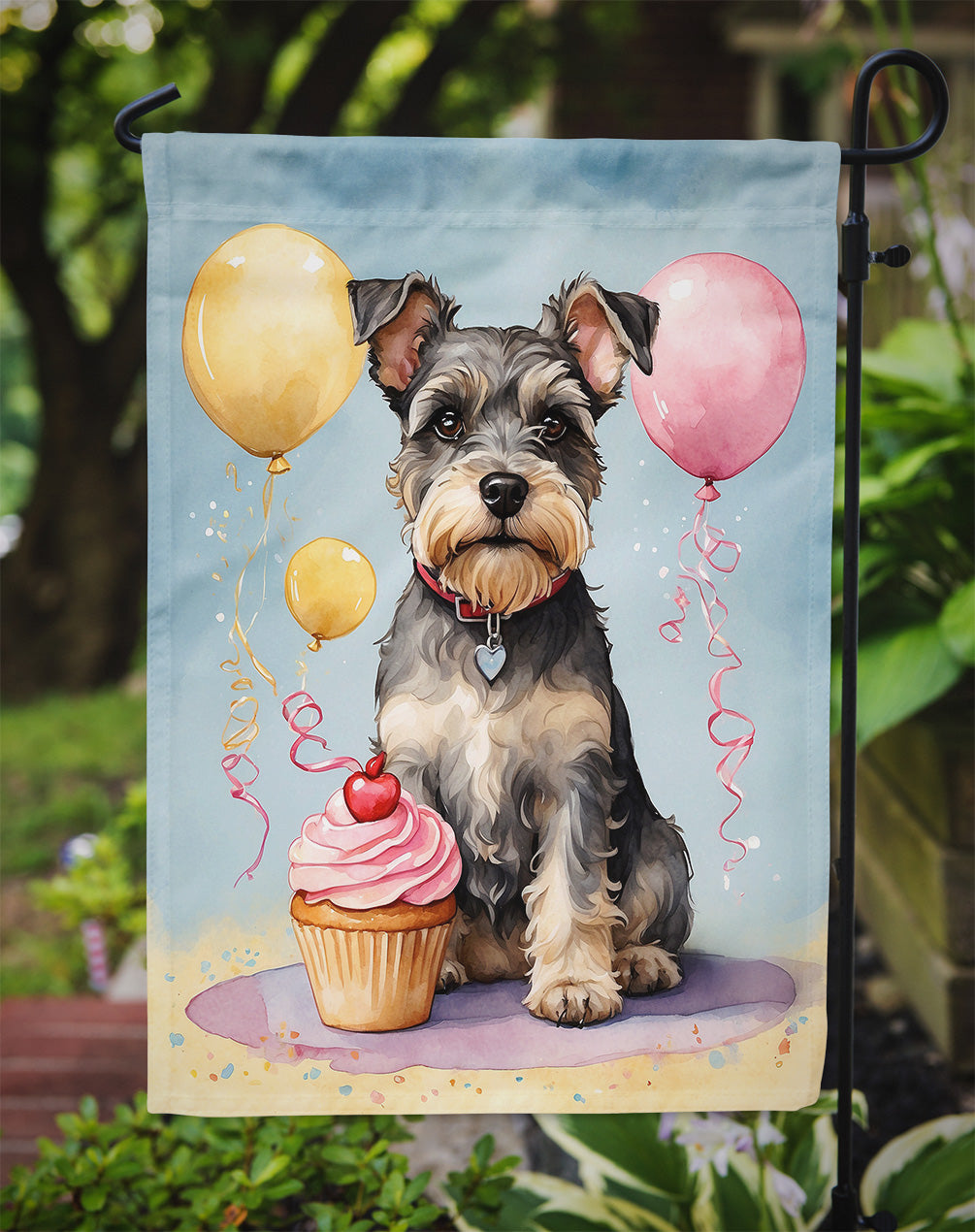 Schnauzer Happy Birthday Garden Flag