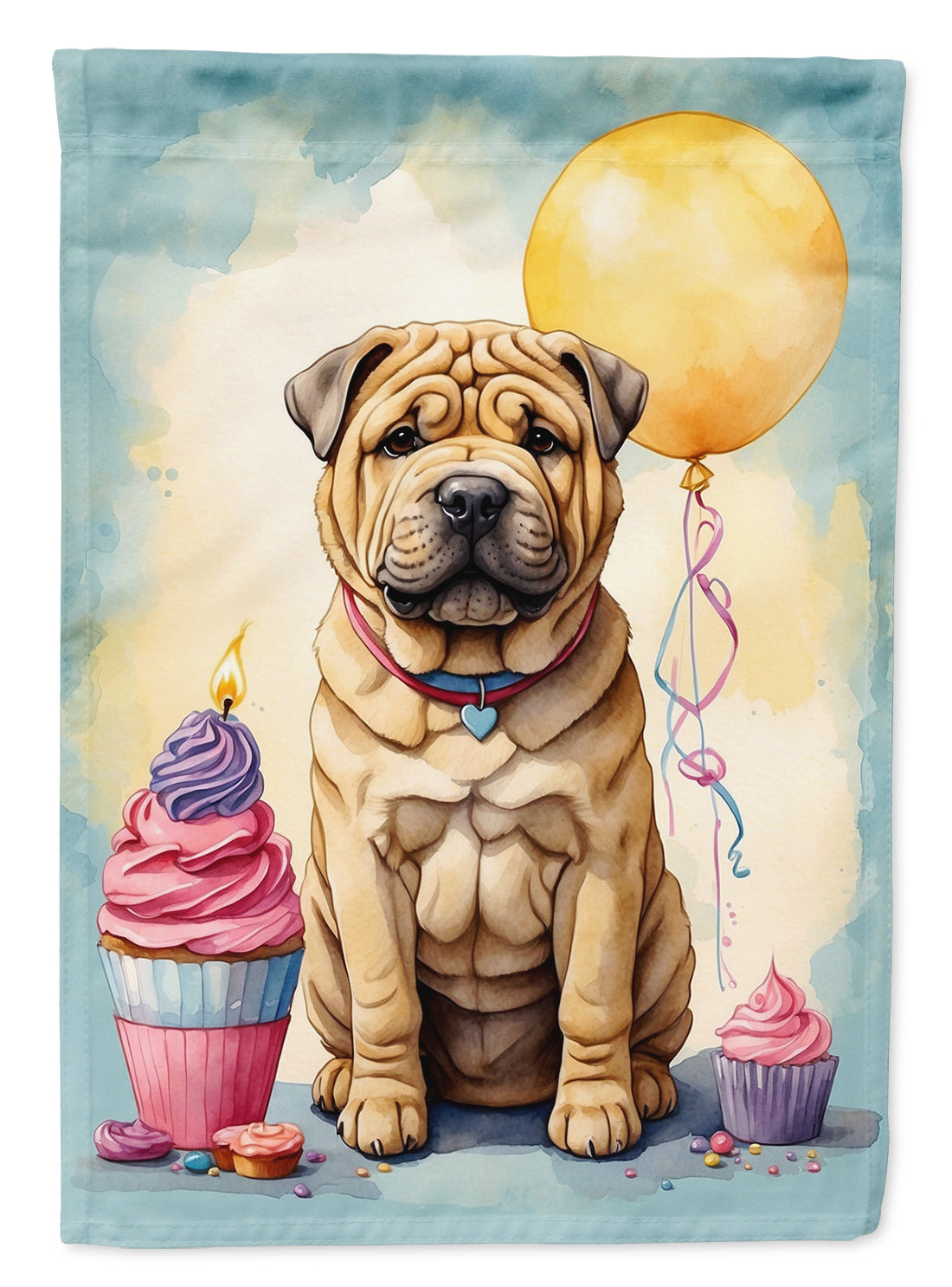 Buy this Shar Pei Happy Birthday House Flag