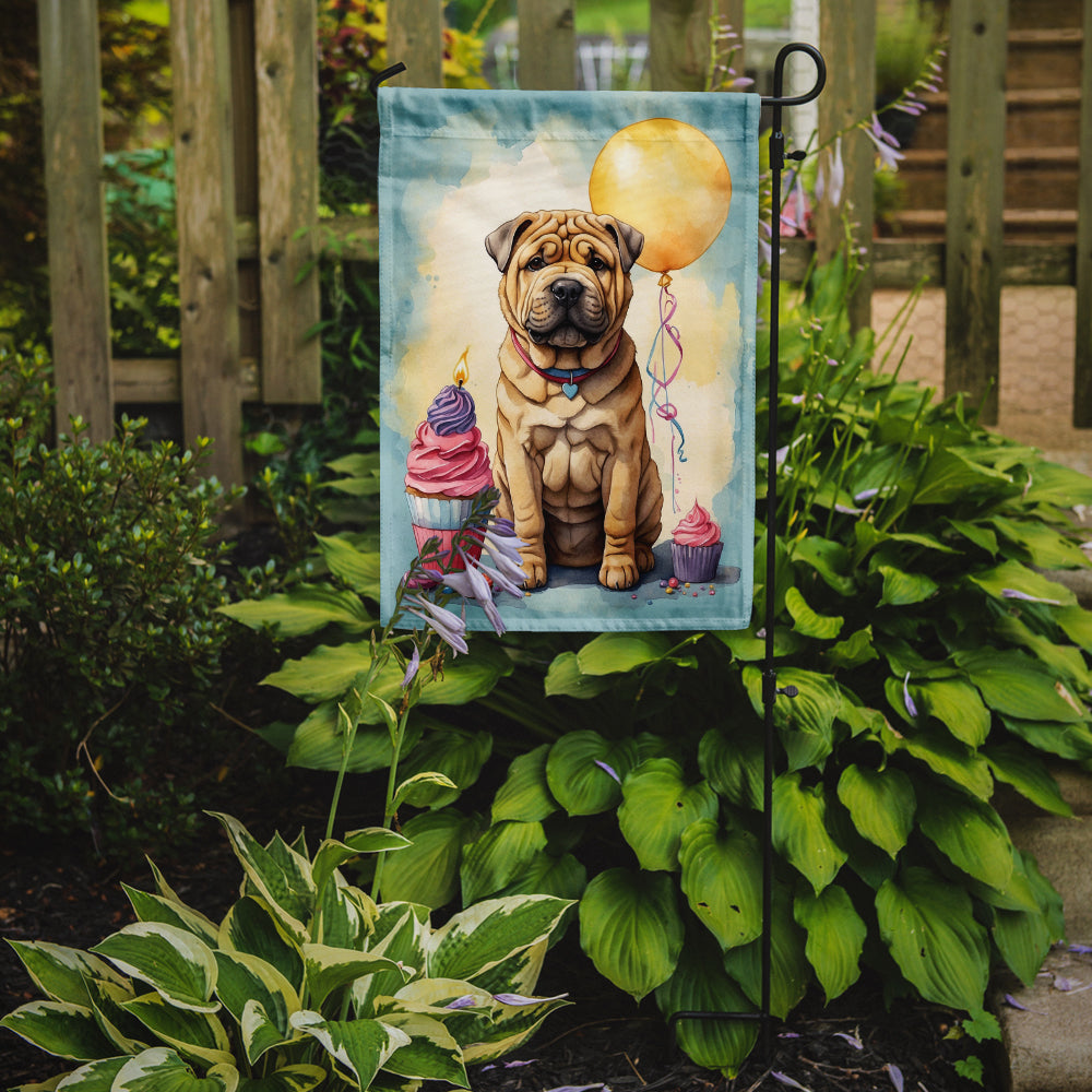 Shar Pei Happy Birthday Garden Flag