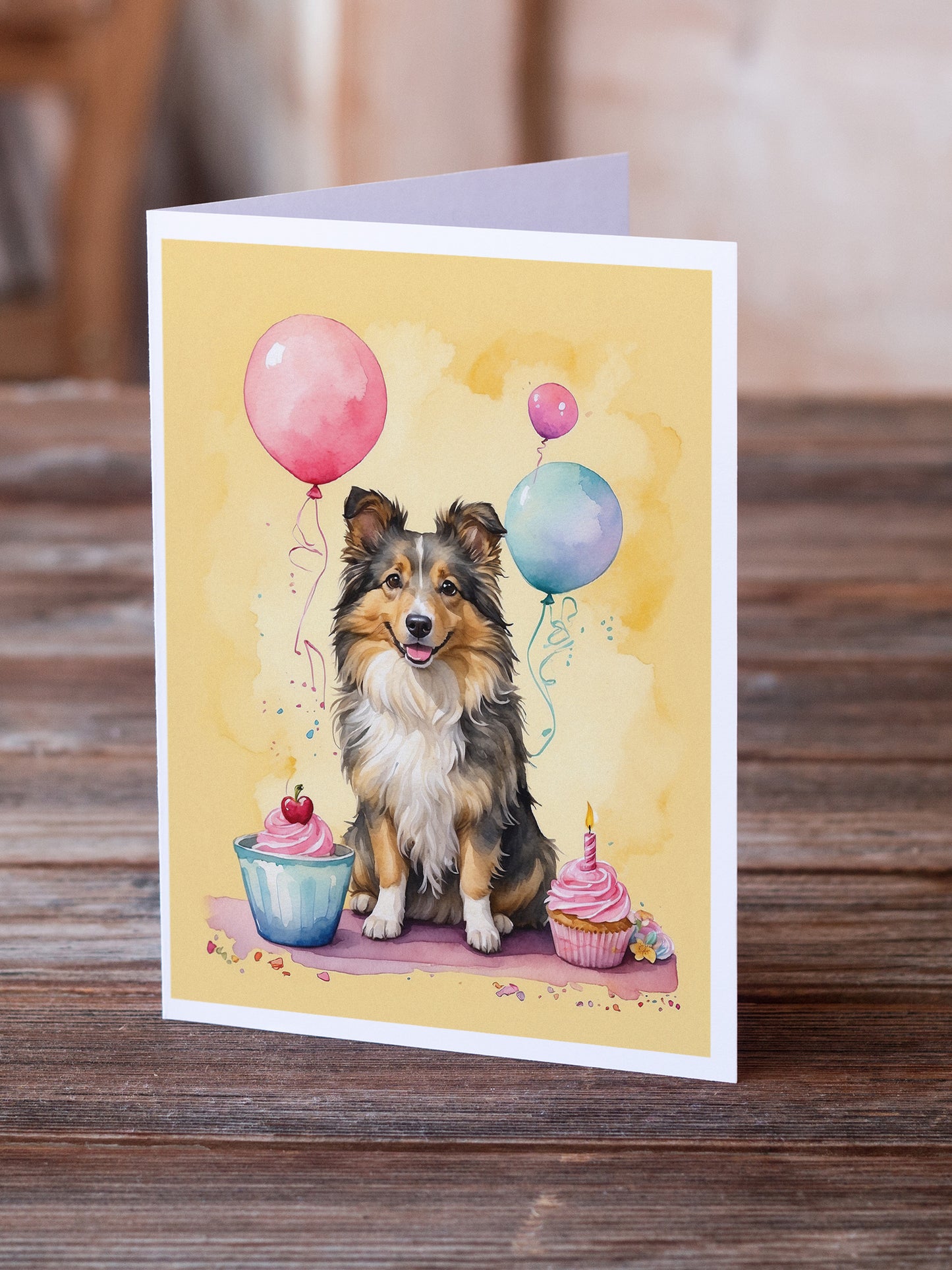 Sheltie Happy Birthday Greeting Cards Pack of 8