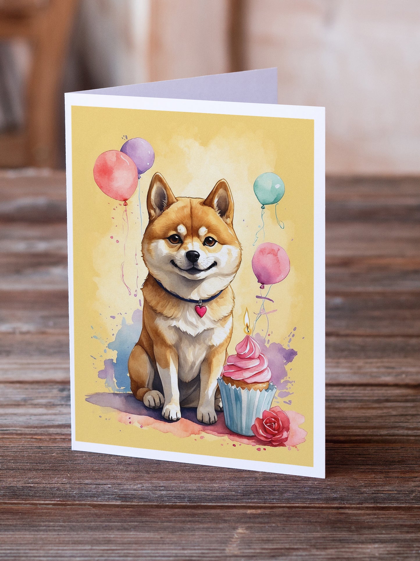 Shiba Inu Happy Birthday Greeting Cards Pack of 8