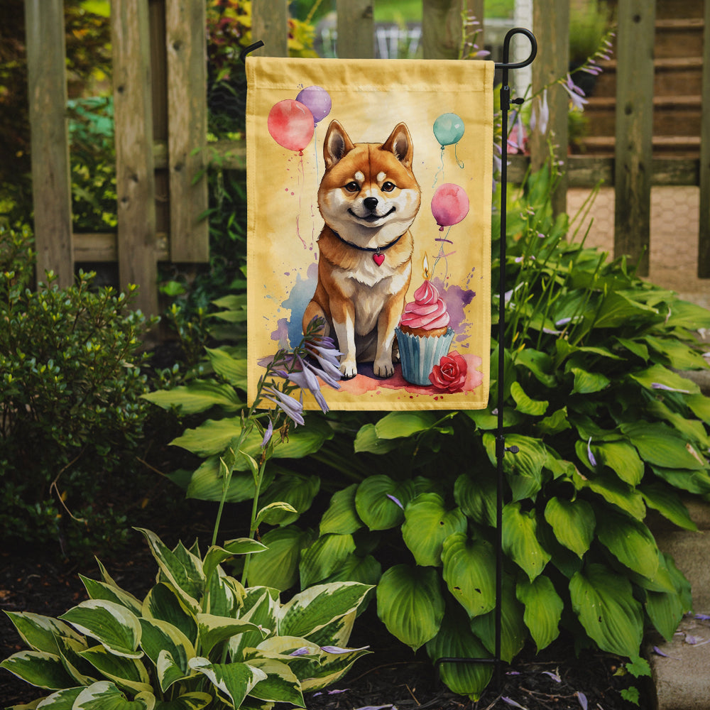 Shiba Inu Happy Birthday Garden Flag