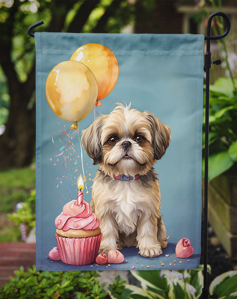 Shih Tzu Happy Birthday Garden Flag