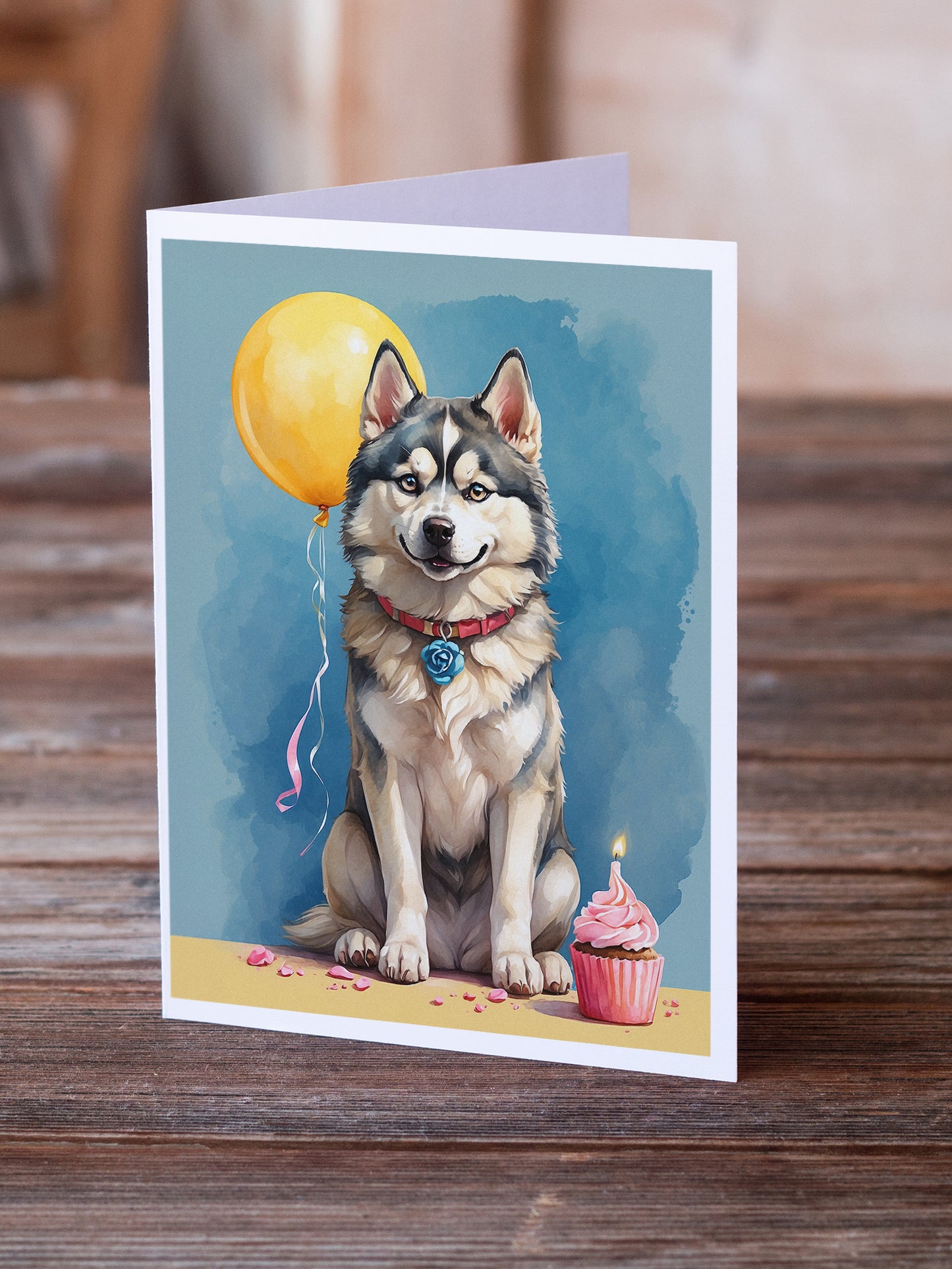 Siberian Husky Happy Birthday Greeting Cards Pack of 8