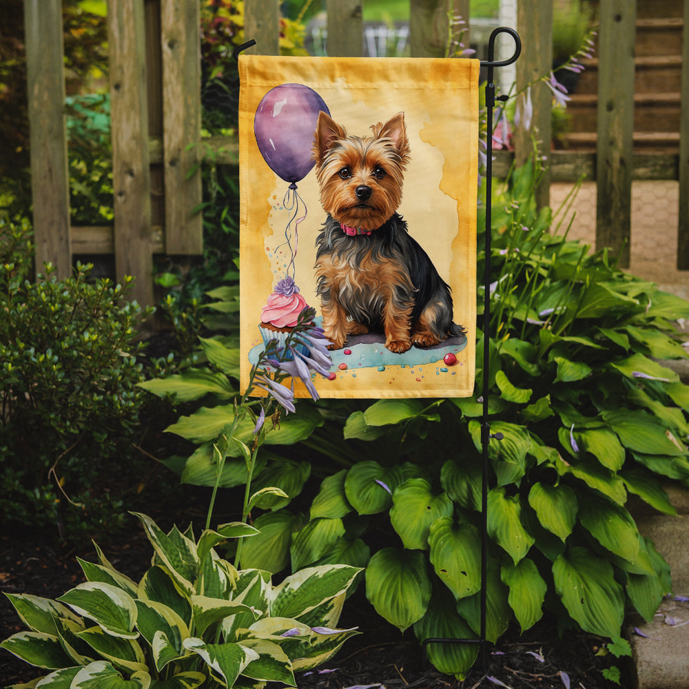 Silky Terrier Happy Birthday Garden Flag