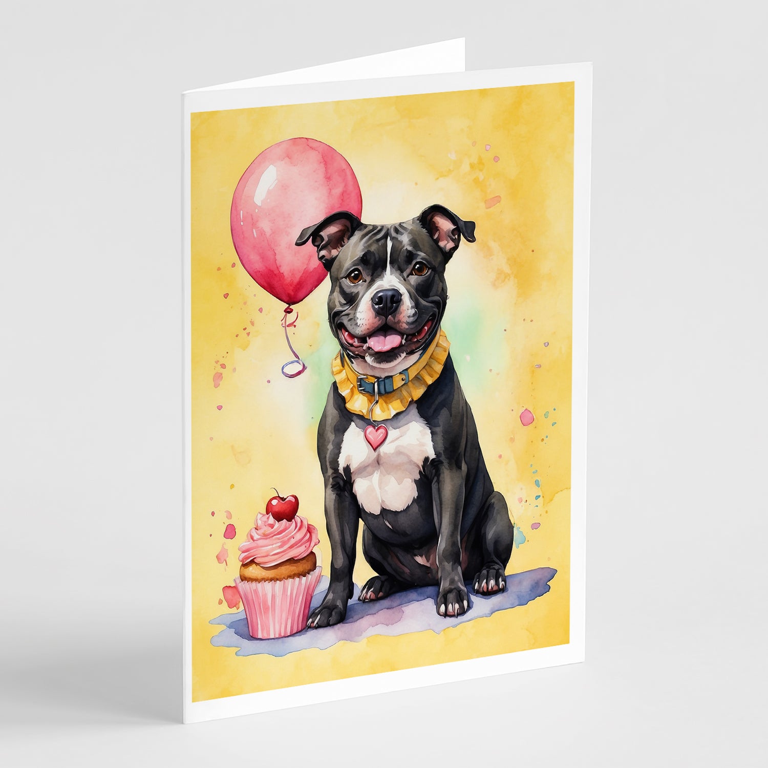 Buy this Staffordshire Bull Terrier Happy Birthday Greeting Cards Pack of 8