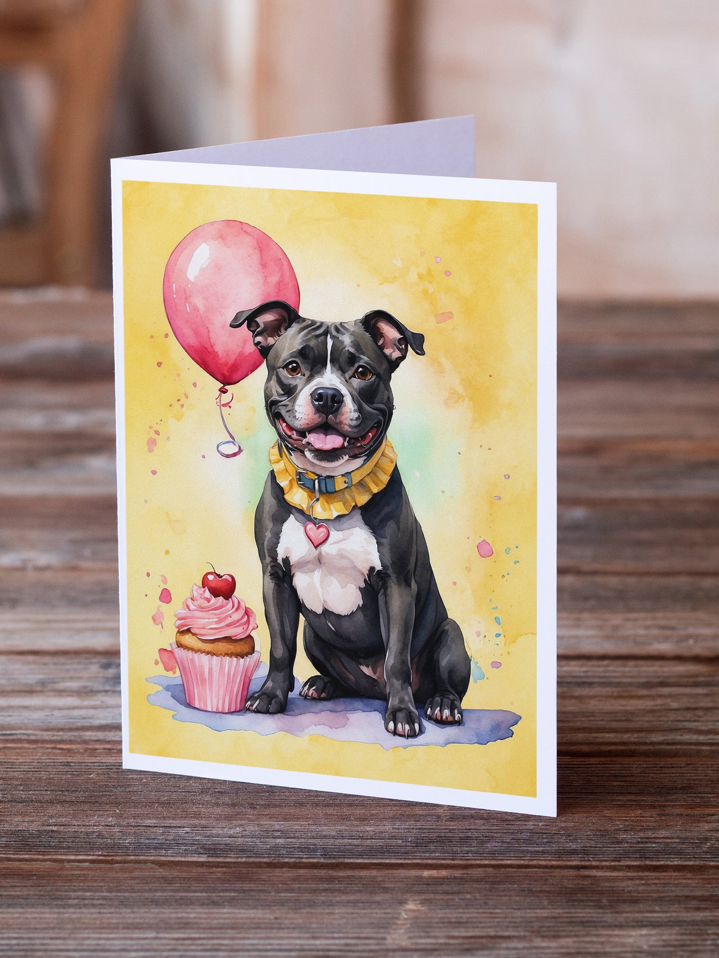 Staffordshire Bull Terrier Happy Birthday Greeting Cards Pack of 8