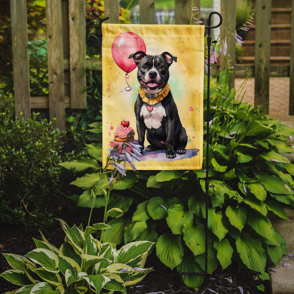 Staffordshire Bull Terrier Happy Birthday Garden Flag