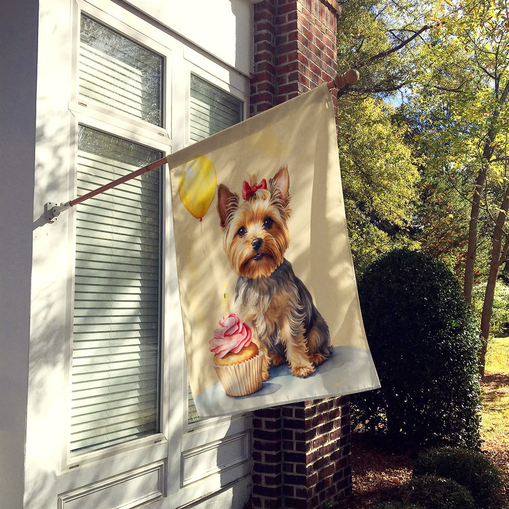 Yorkshire Terrier Happy Birthday House Flag