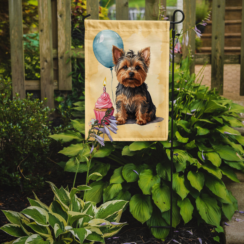 Yorkshire Terrier Happy Birthday Garden Flag