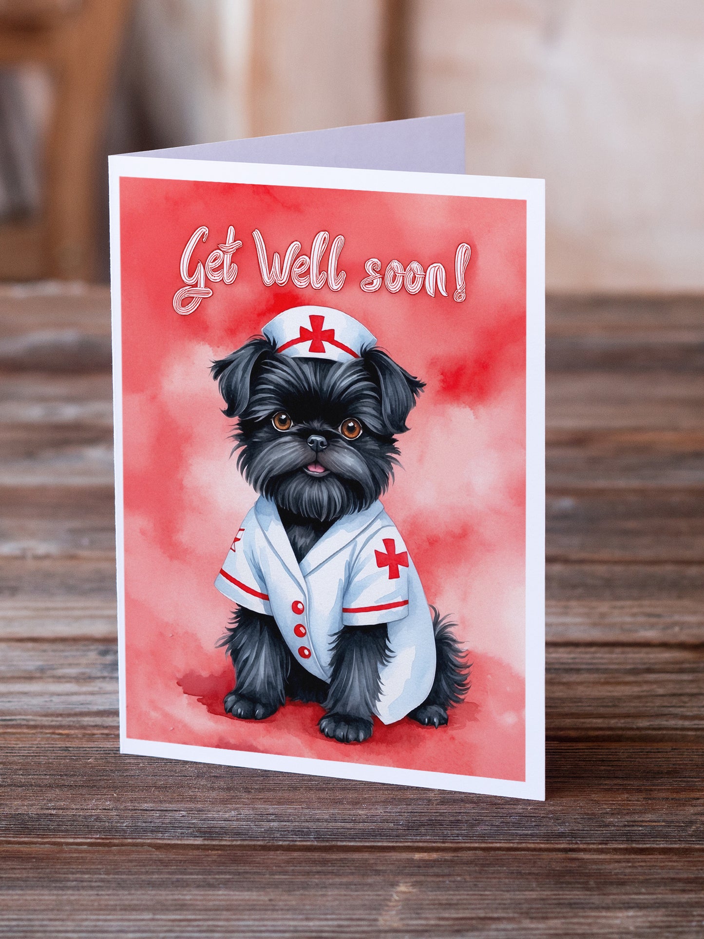 Affenpinscher Get Well Soon Greeting Cards Pack of 8