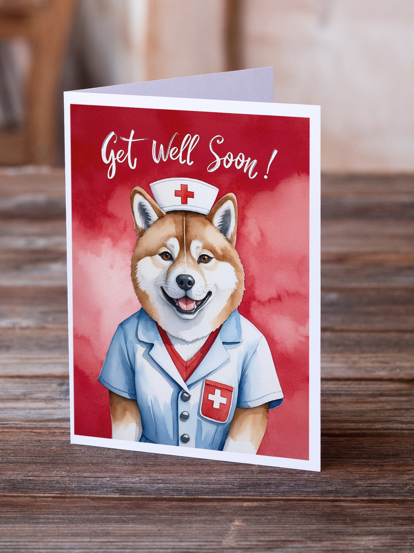 Akita Get Well Soon Greeting Cards Pack of 8