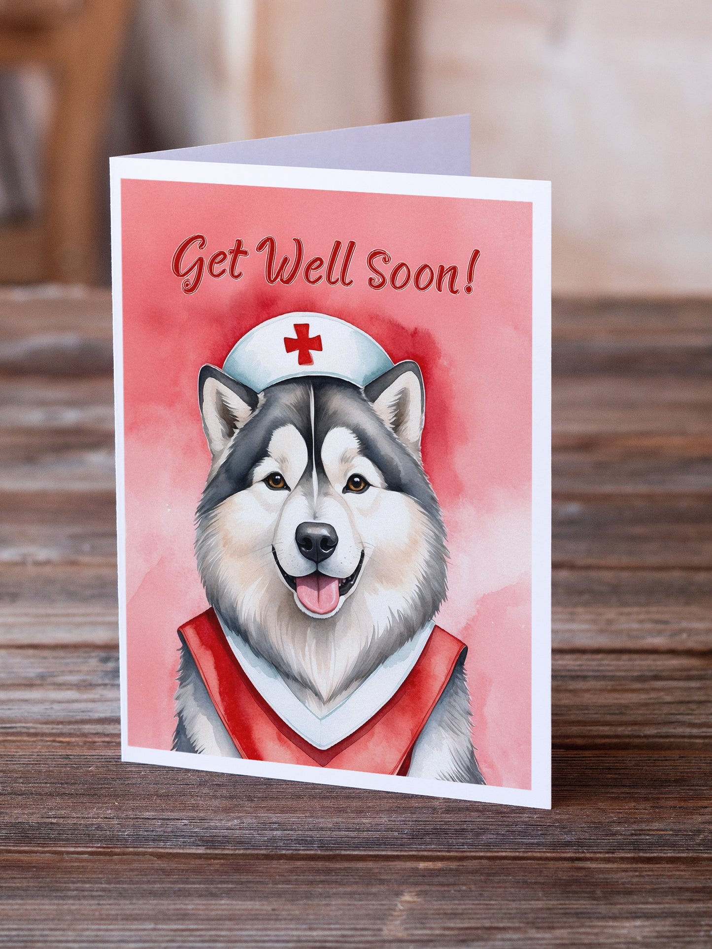 Alaskan Malamute Get Well Soon Greeting Cards Pack of 8
