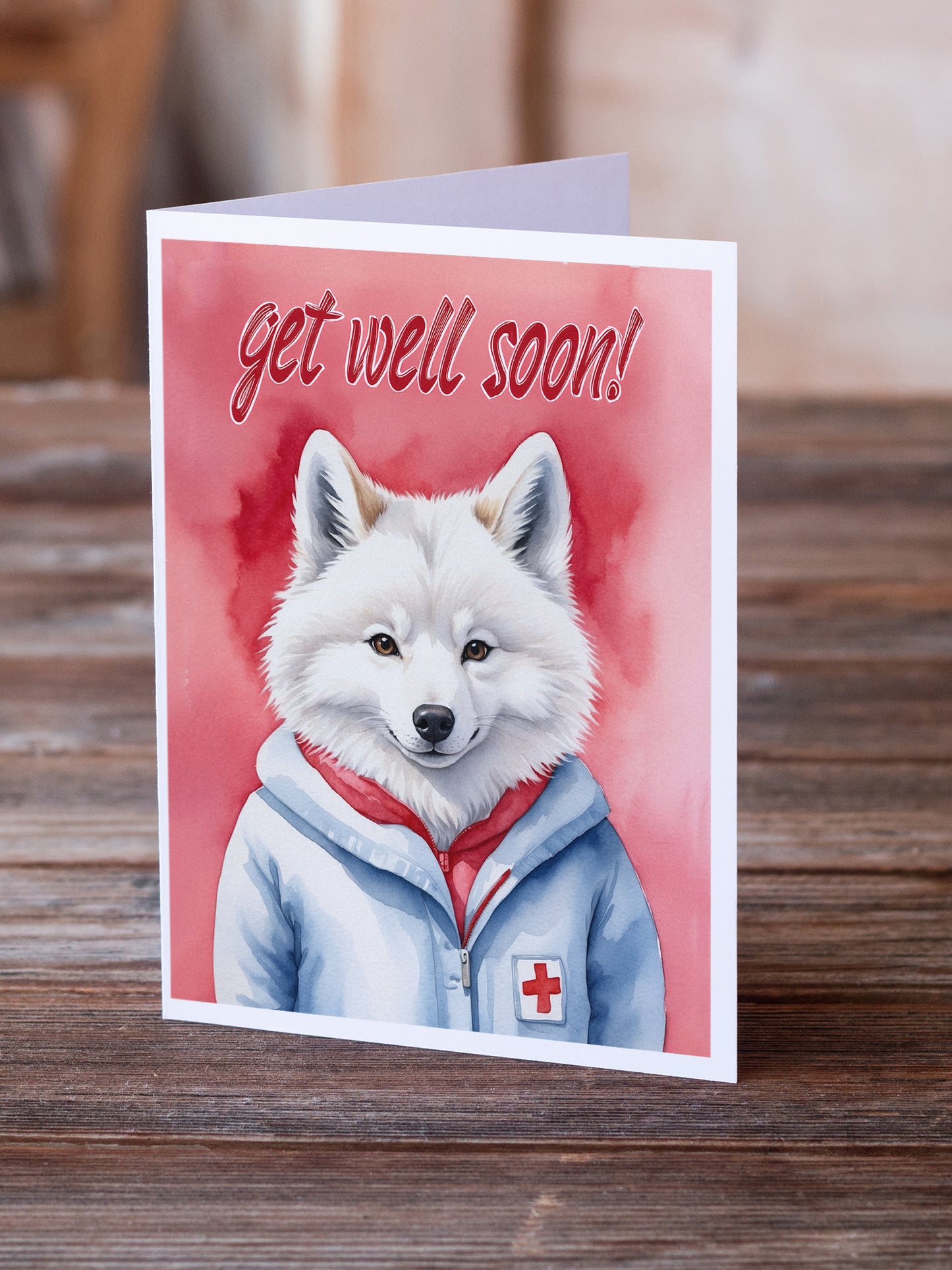 American Eskimo Get Well Soon Greeting Cards Pack of 8