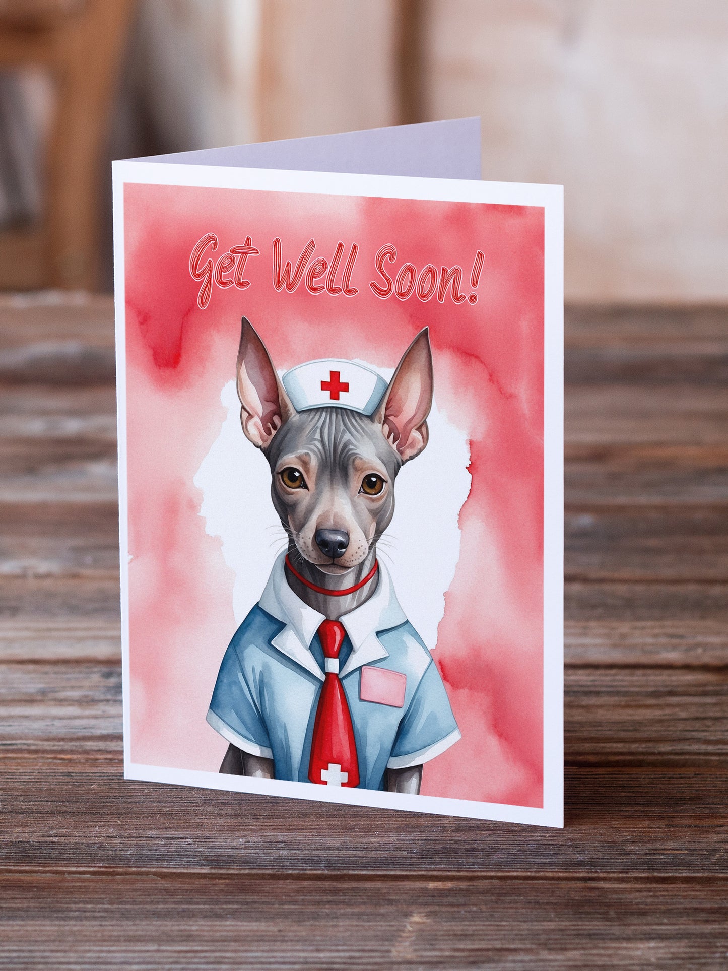 American Hairless Terrier Get Well Soon Greeting Cards Pack of 8