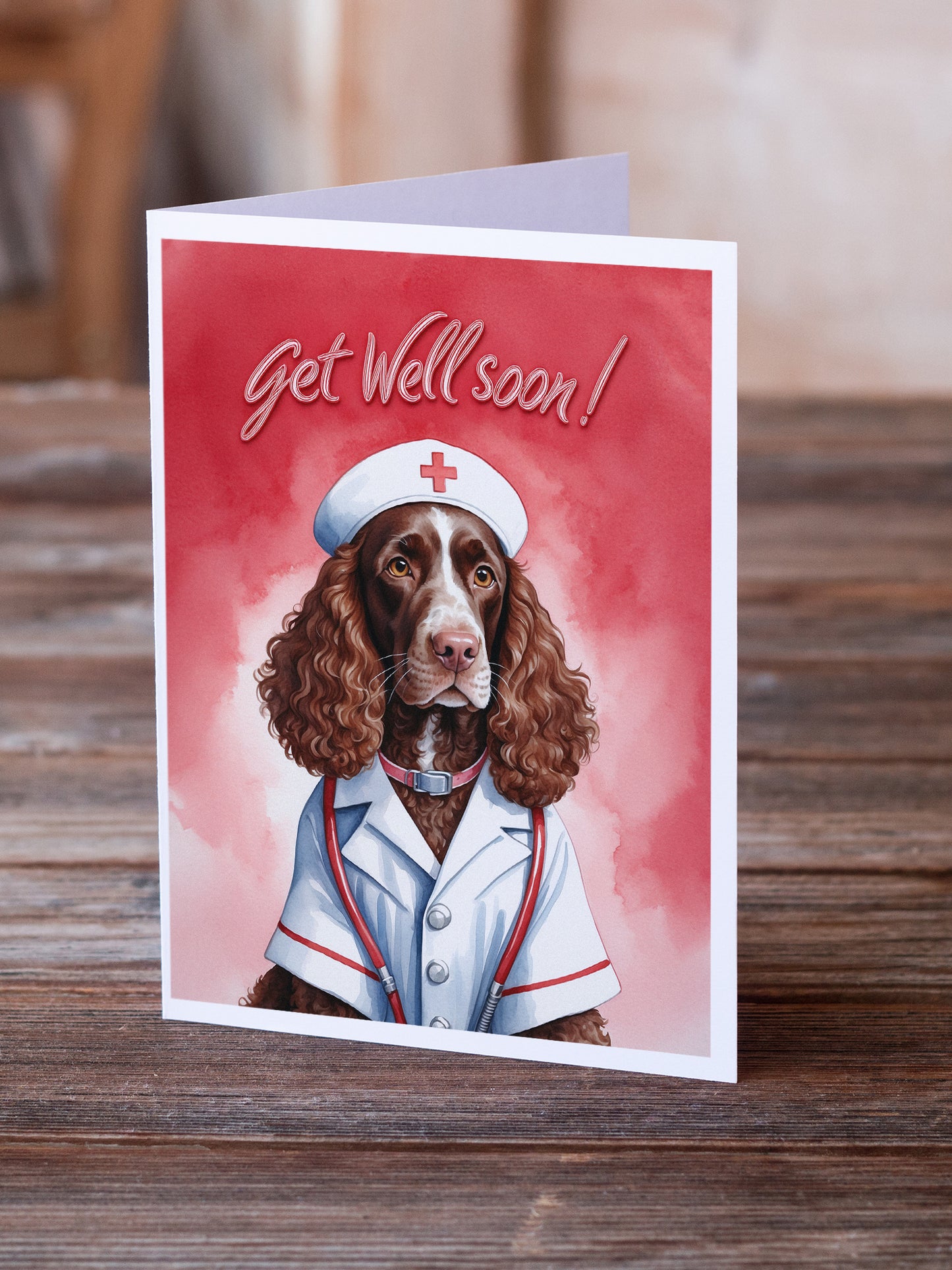 American Water Spaniel Get Well Soon Greeting Cards Pack of 8