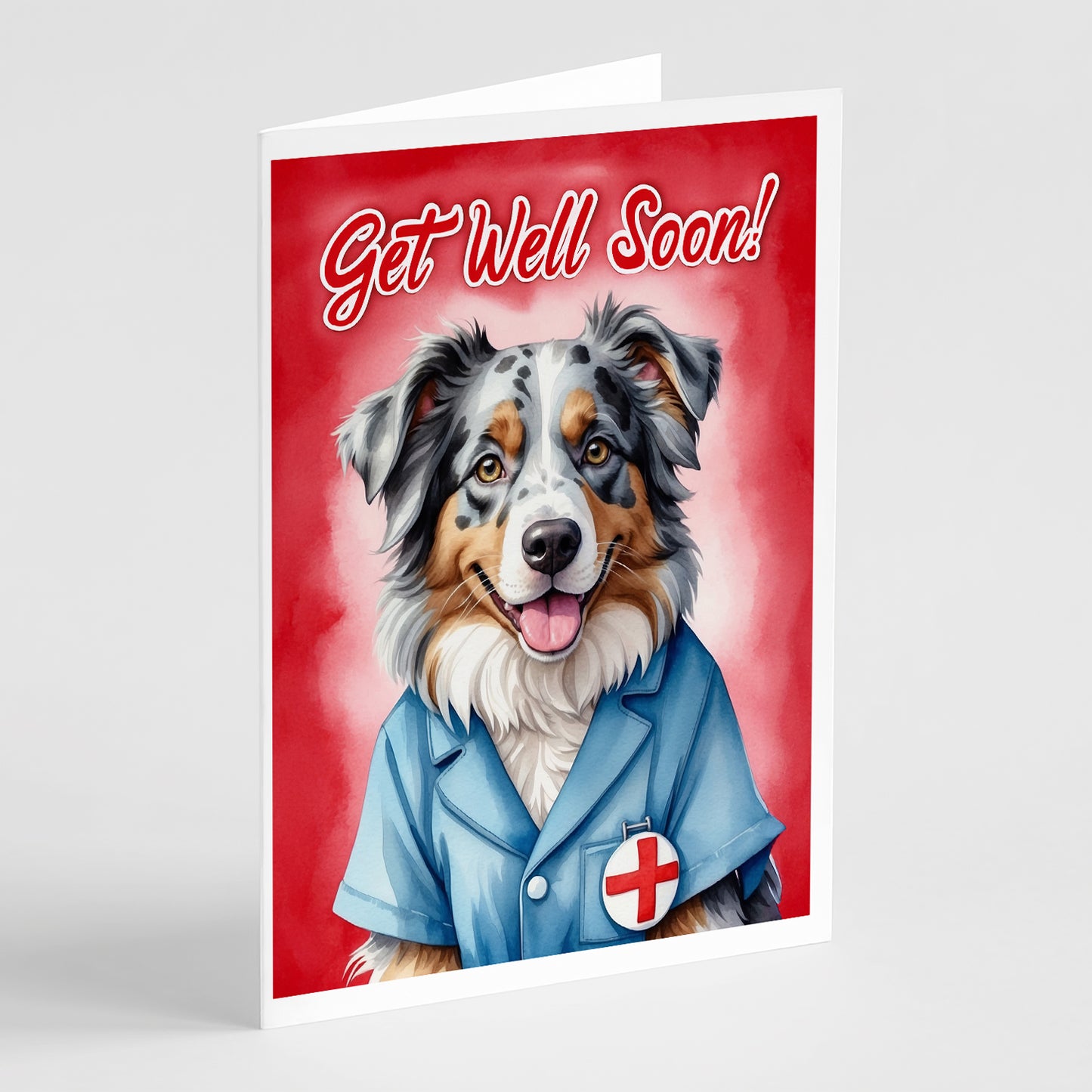 Buy this Australian Shepherd Get Well Soon Greeting Cards Pack of 8