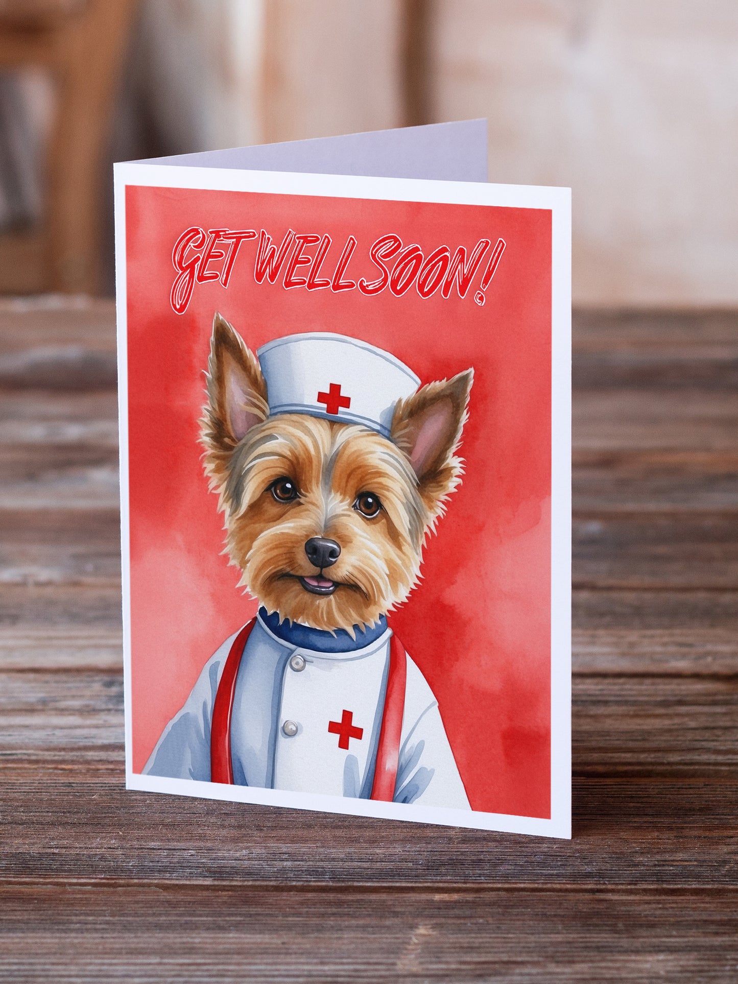 Australian Terrier Get Well Soon Greeting Cards Pack of 8