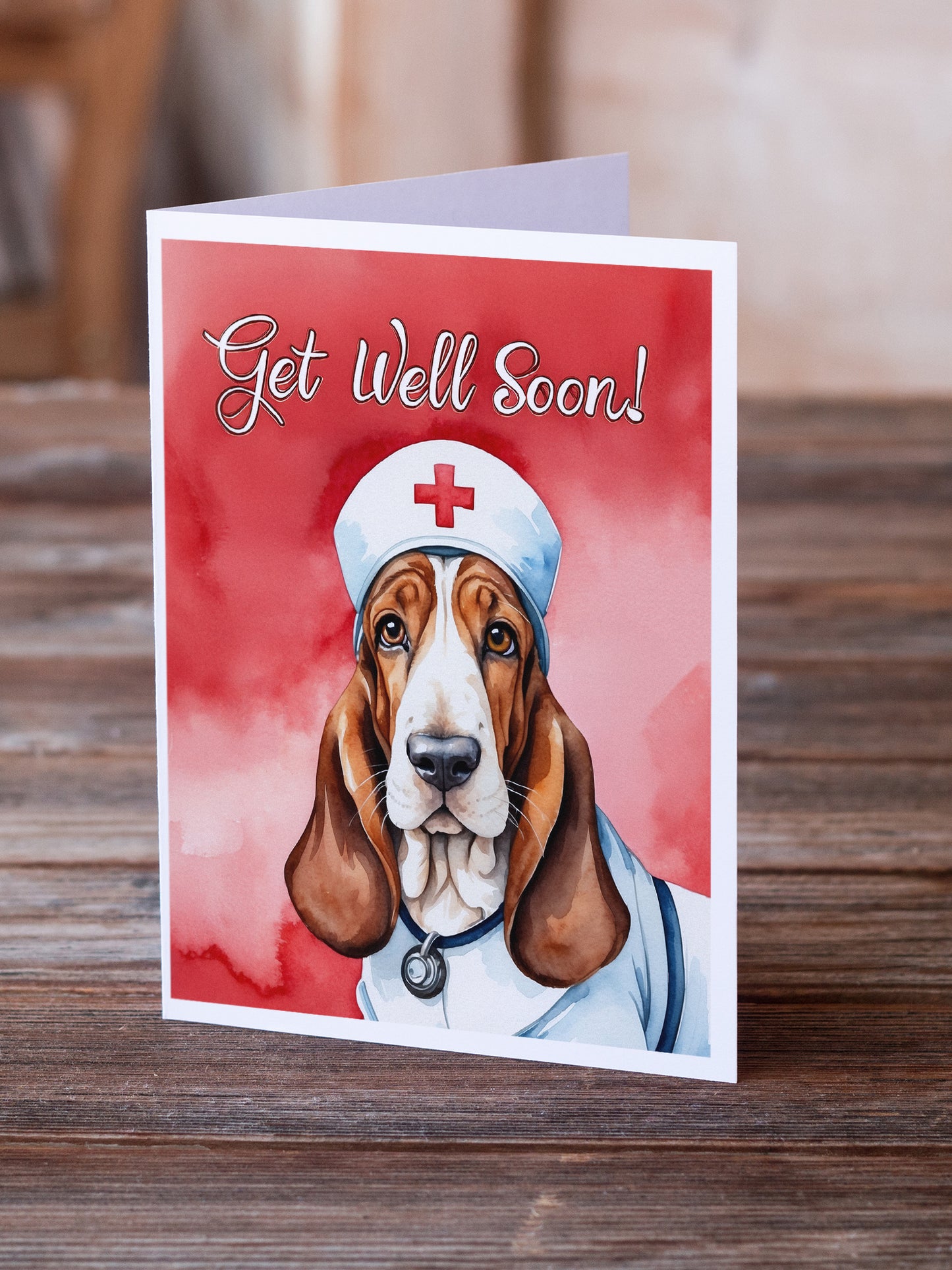 Basset Hound Get Well Soon Greeting Cards Pack of 8
