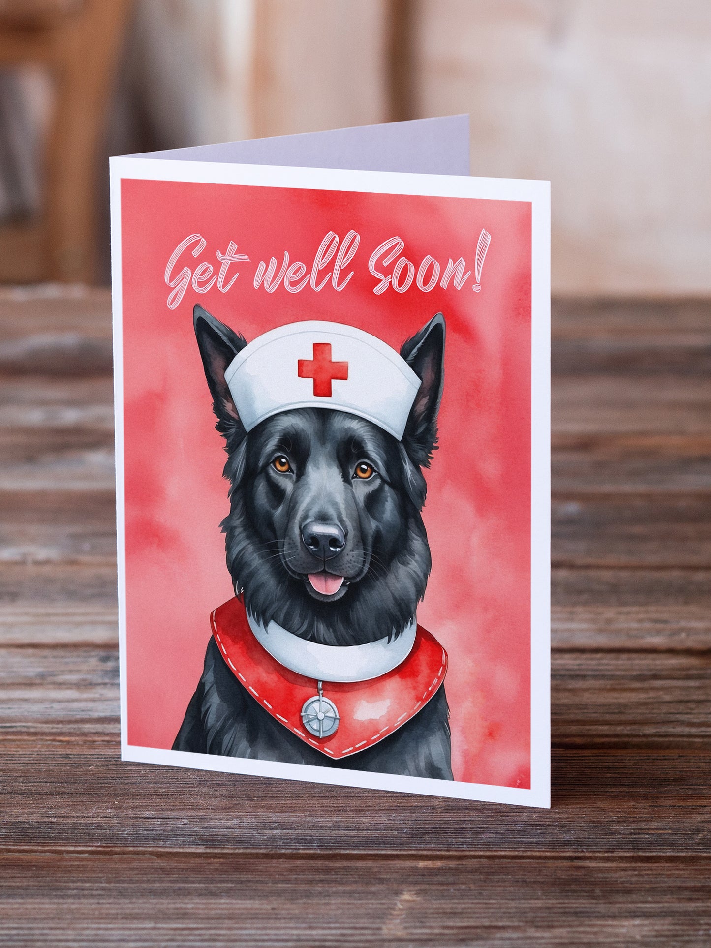 Belgian Sheepdog Get Well Soon Greeting Cards Pack of 8