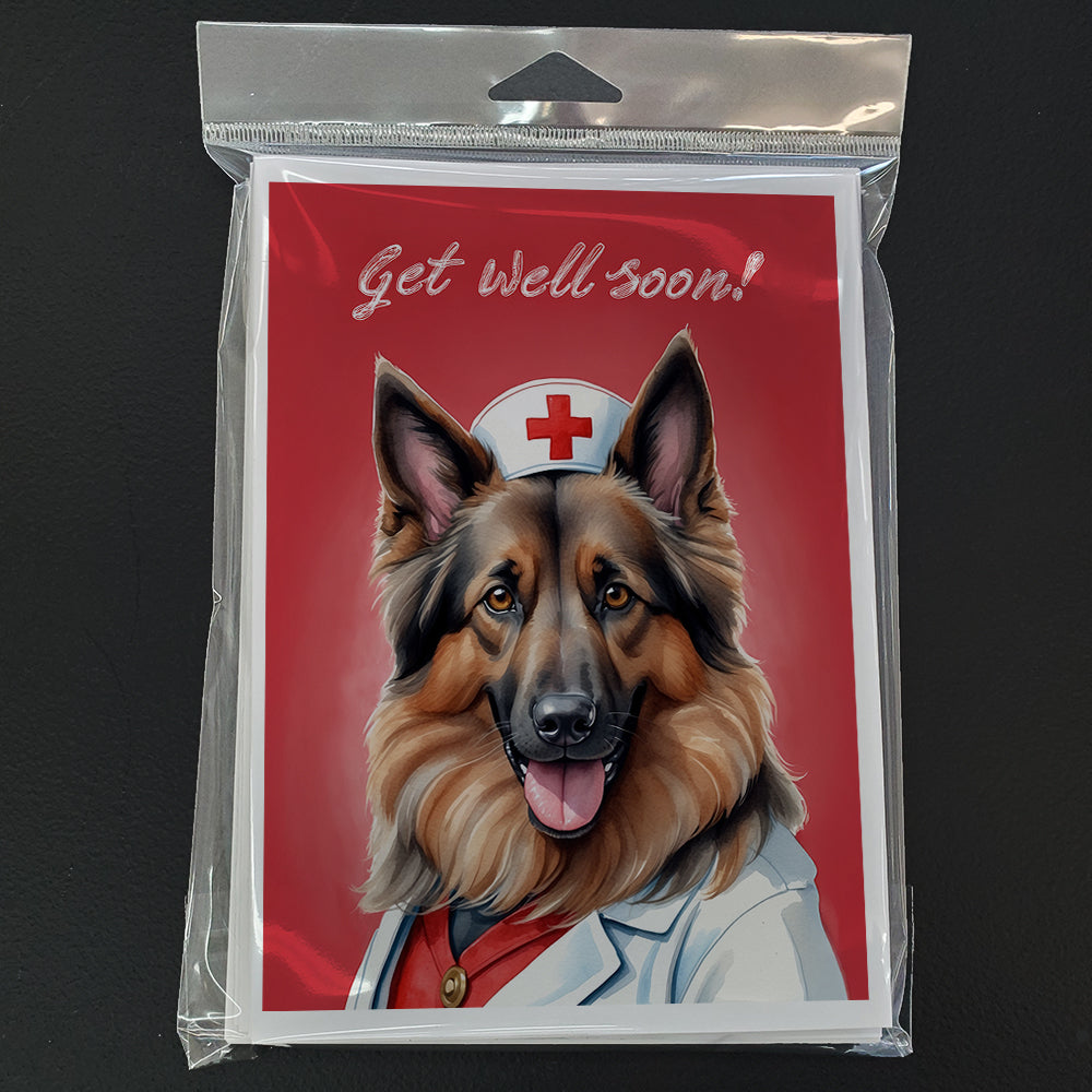 Belgian Tervuren Get Well Soon Greeting Cards Pack of 8