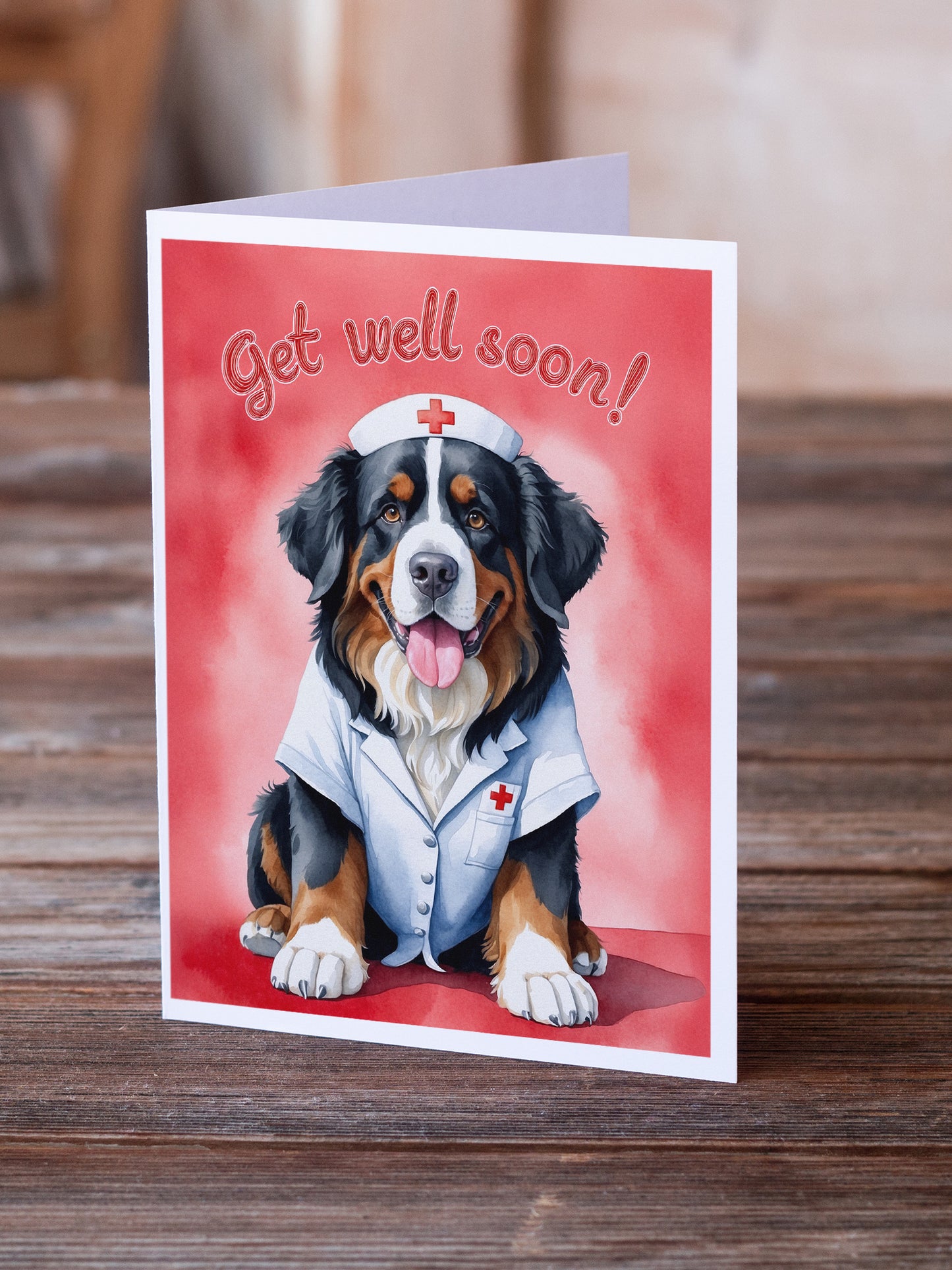 Bernese Mountain Dog Get Well Soon Greeting Cards Pack of 8