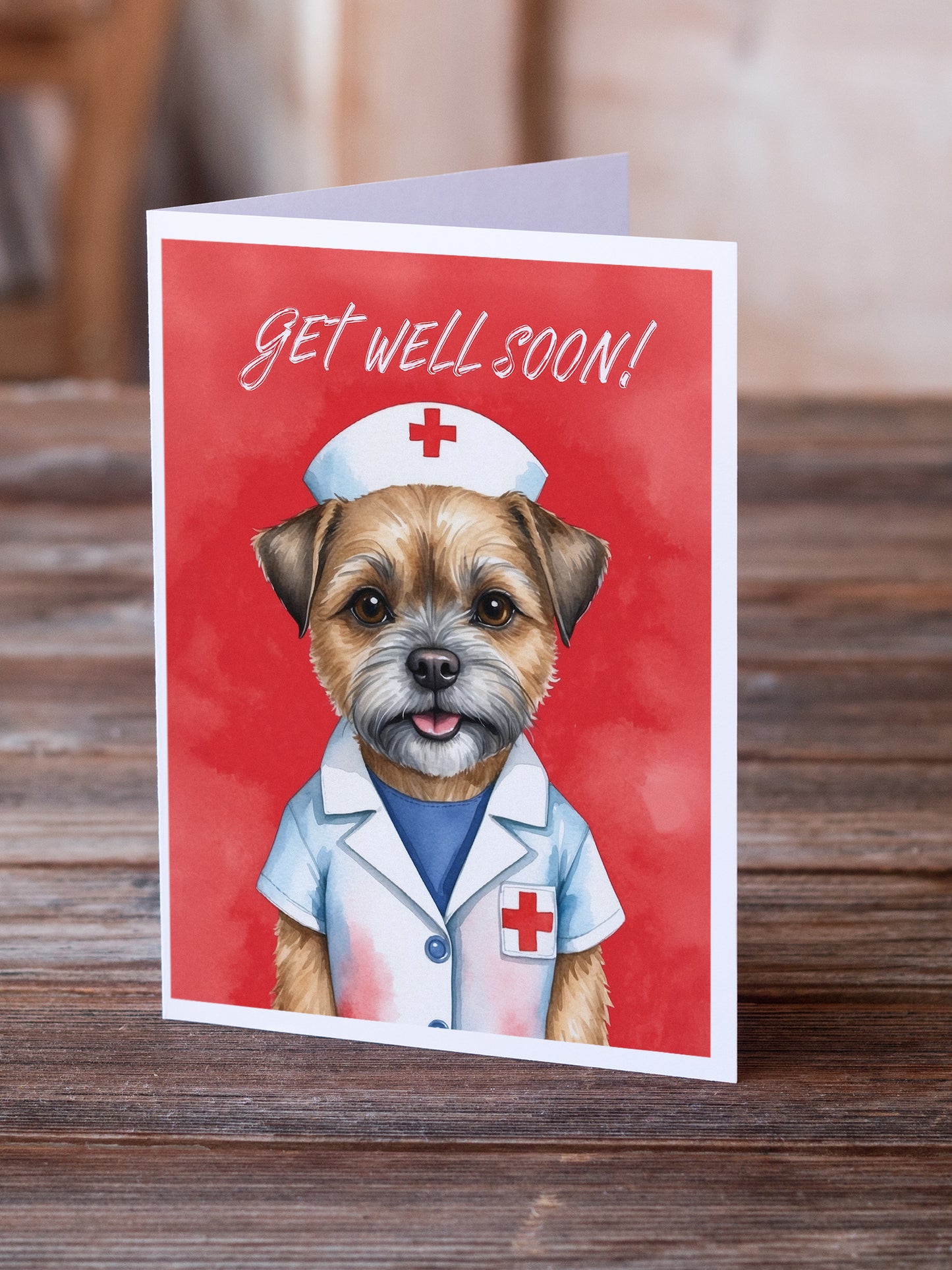 Border Terrier Get Well Soon Greeting Cards Pack of 8