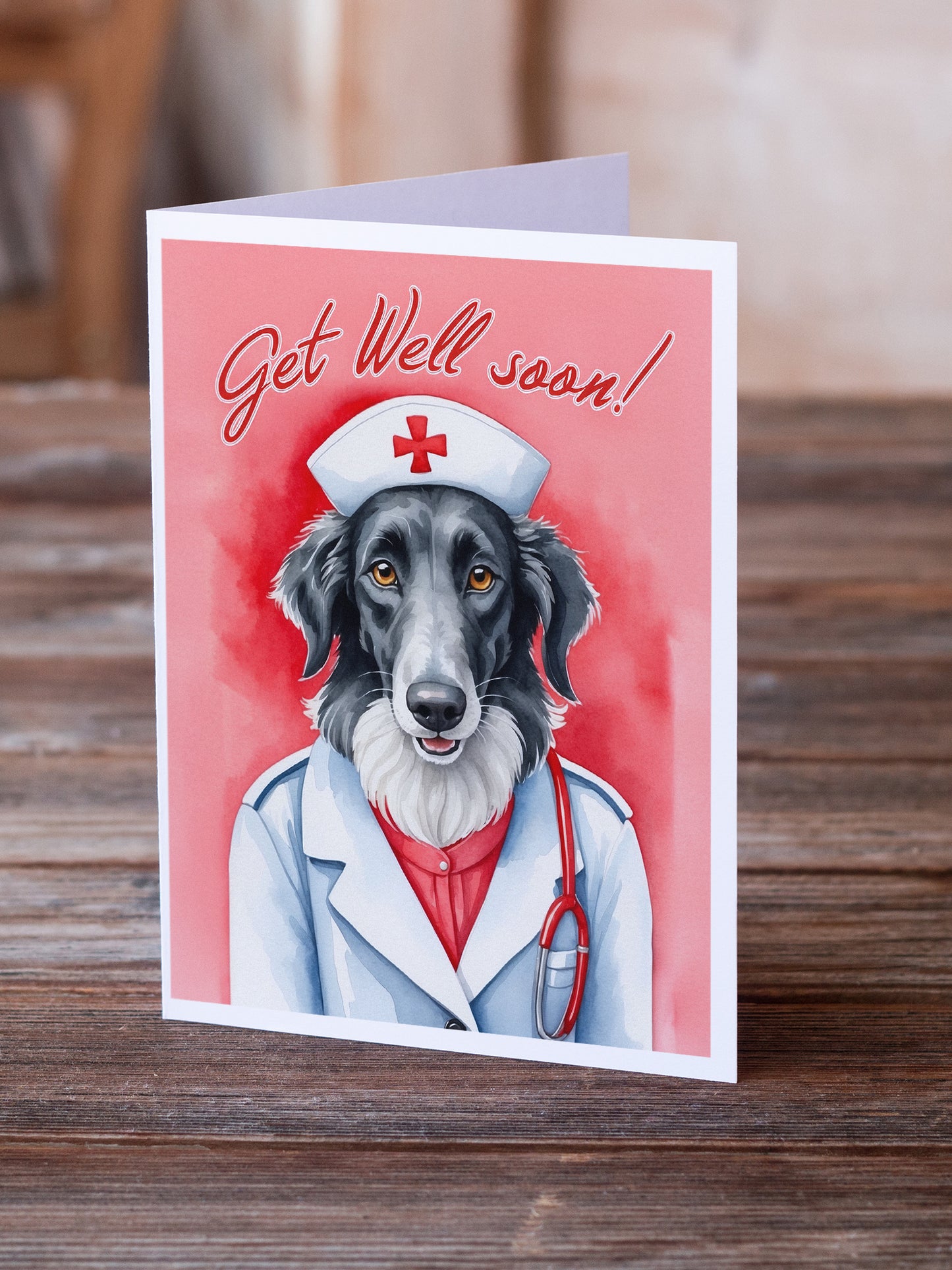Borzoi Get Well Soon Greeting Cards Pack of 8
