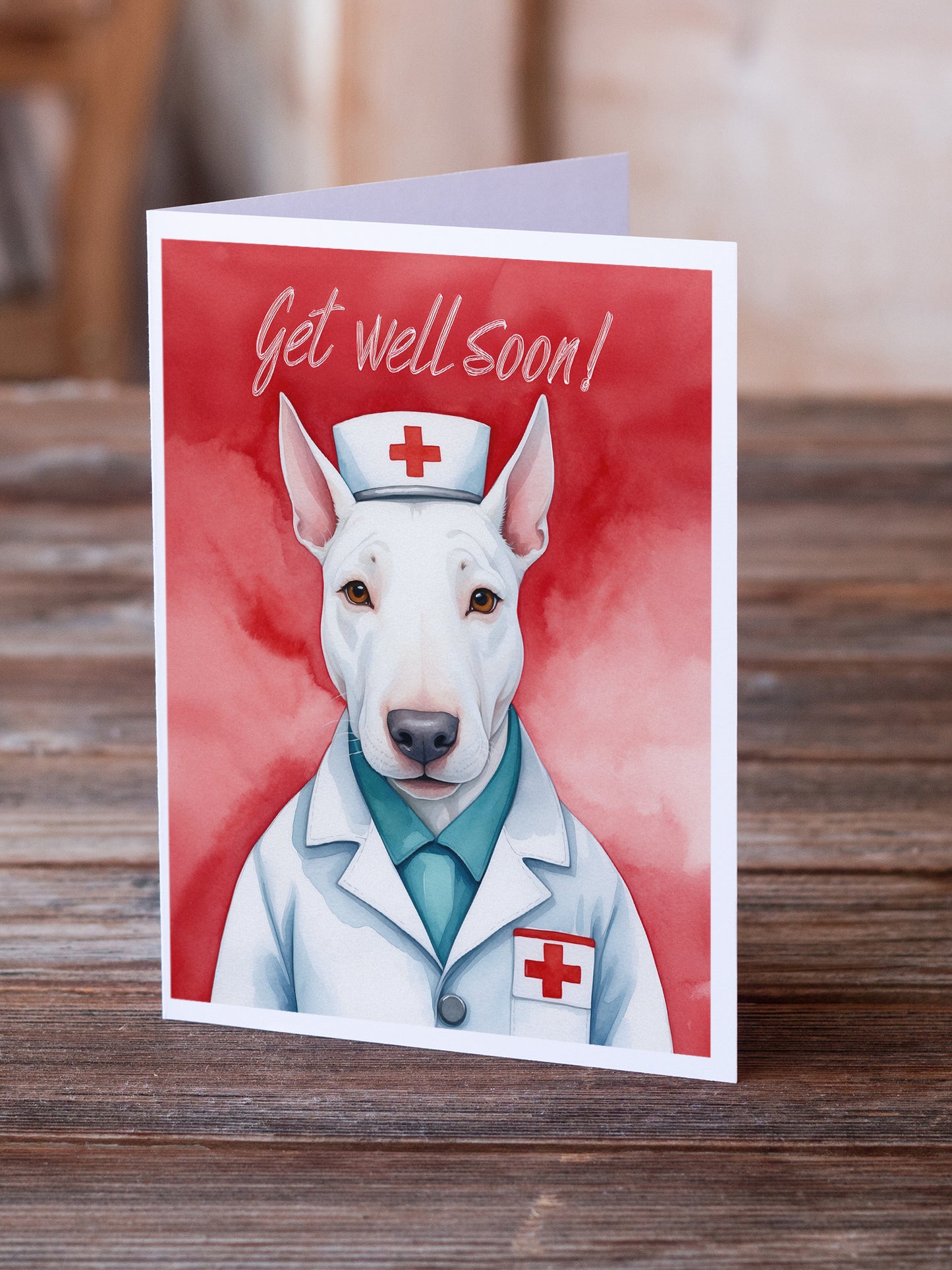 Bull Terrier Get Well Soon Greeting Cards Pack of 8