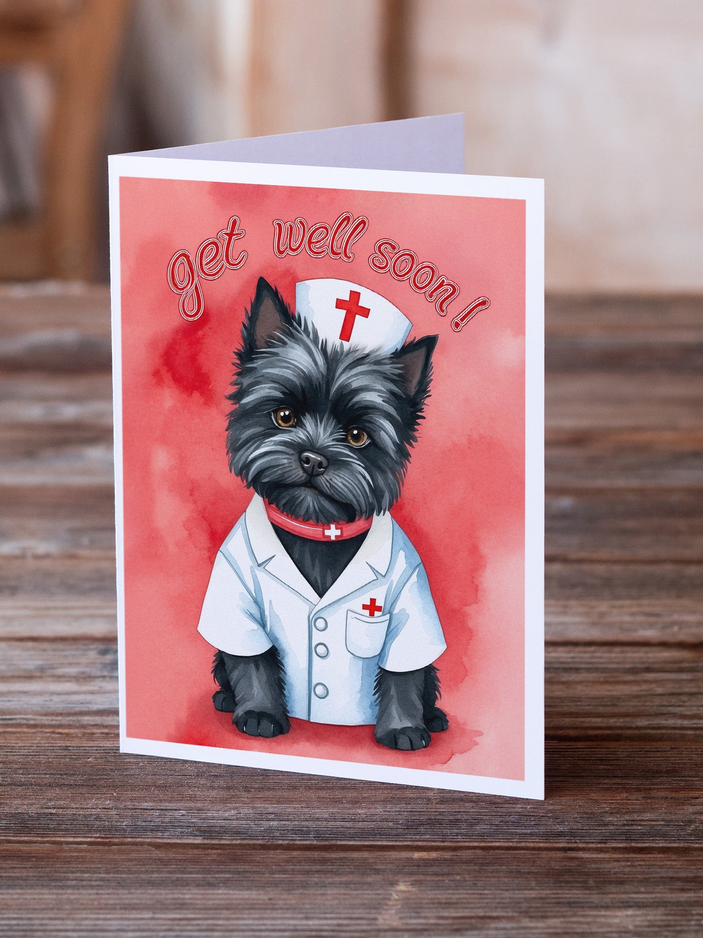 Black Cairn Terrier Get Well Soon Greeting Cards Pack of 8