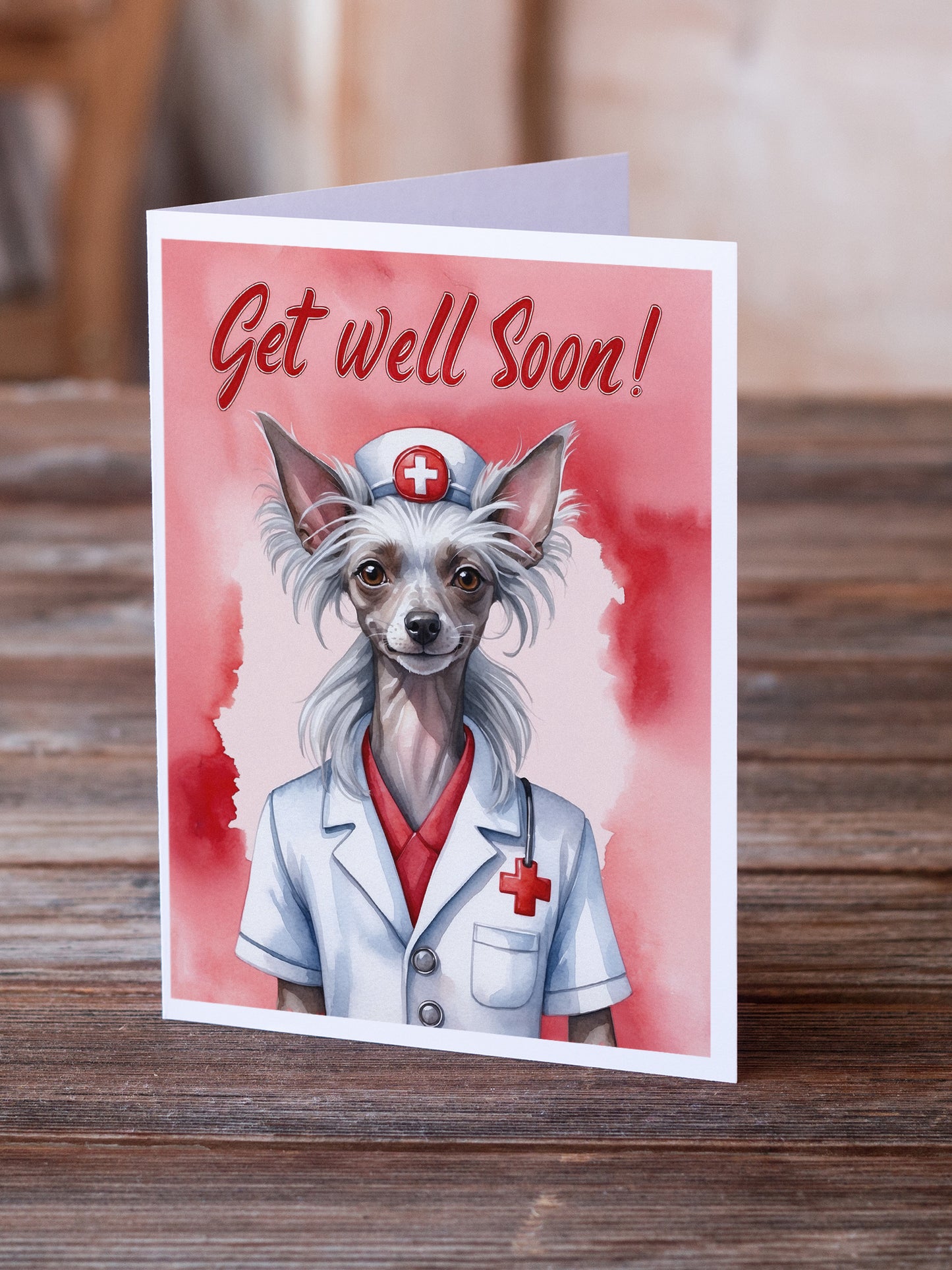 Chinese Crested Get Well Soon Greeting Cards Pack of 8