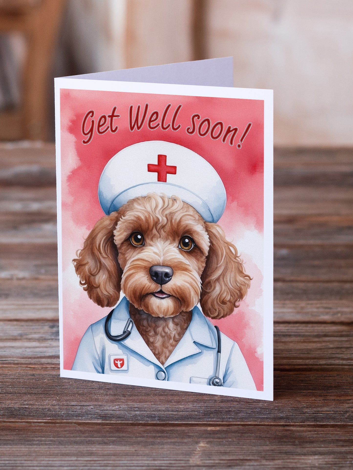 Cockapoo Get Well Soon Greeting Cards Pack of 8