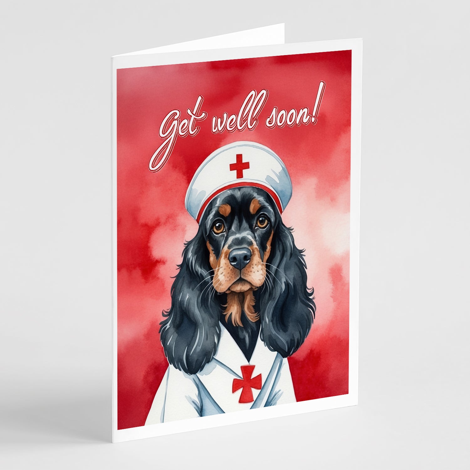 Buy this Black and Tan Cocker Spaniel Get Well Soon Greeting Cards Pack of 8