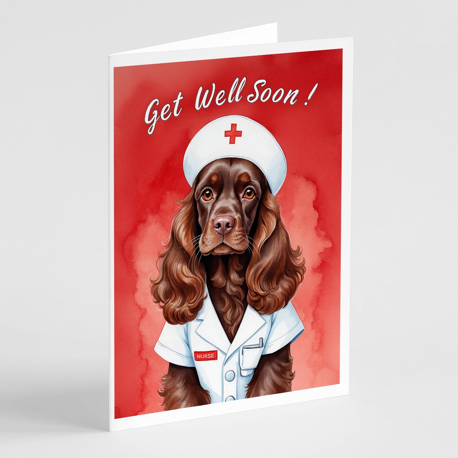 Buy this Chocolate Cocker Spaniel Get Well Soon Greeting Cards Pack of 8