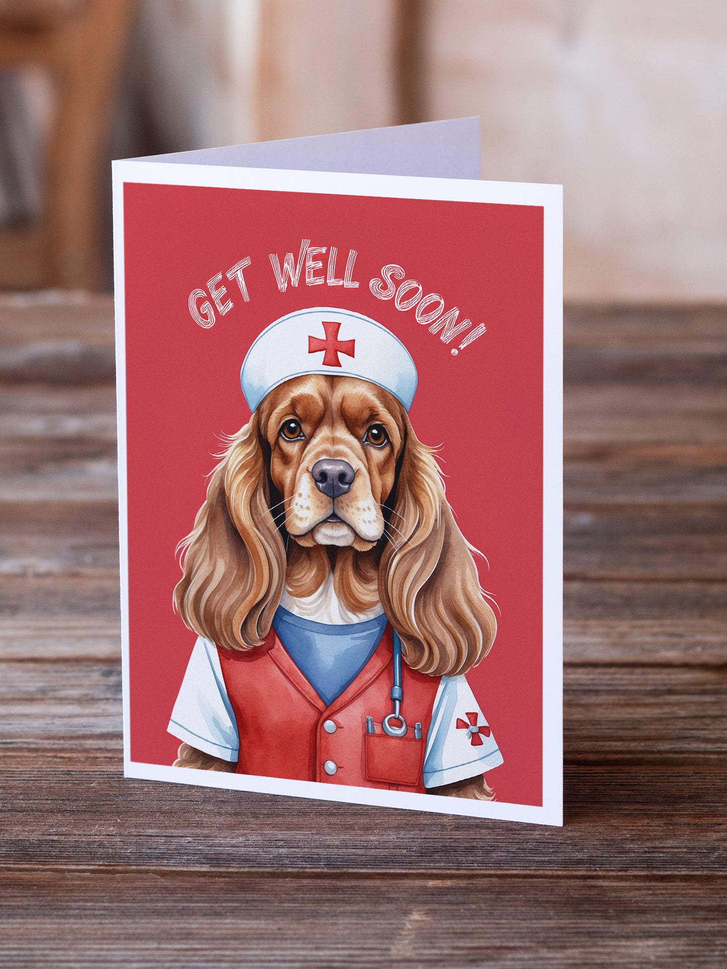 Cocker Spaniel Get Well Soon Greeting Cards Pack of 8