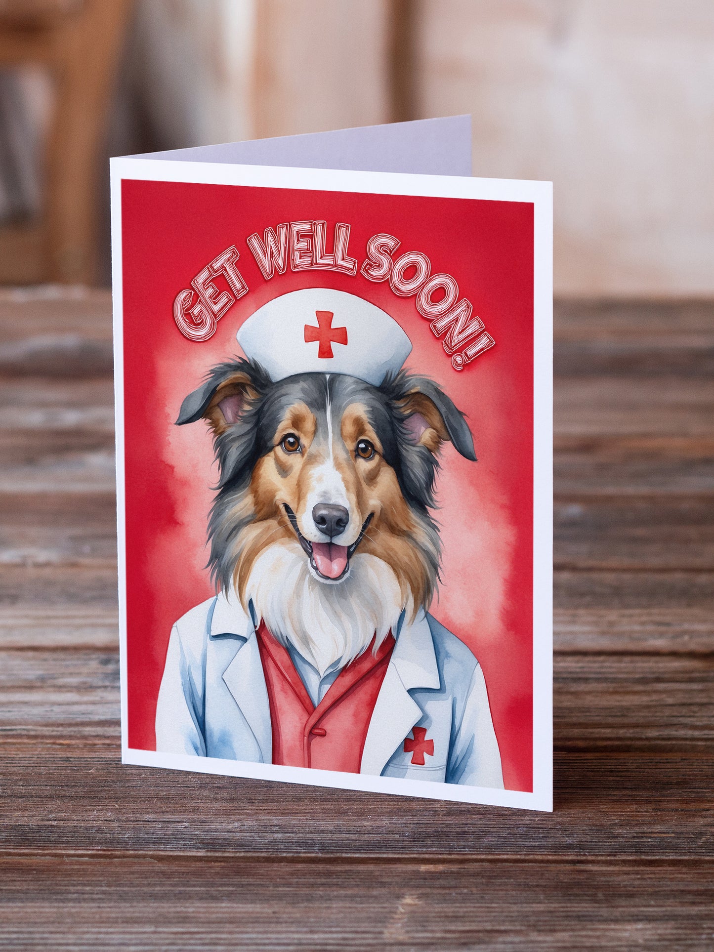 Collie Get Well Soon Greeting Cards Pack of 8