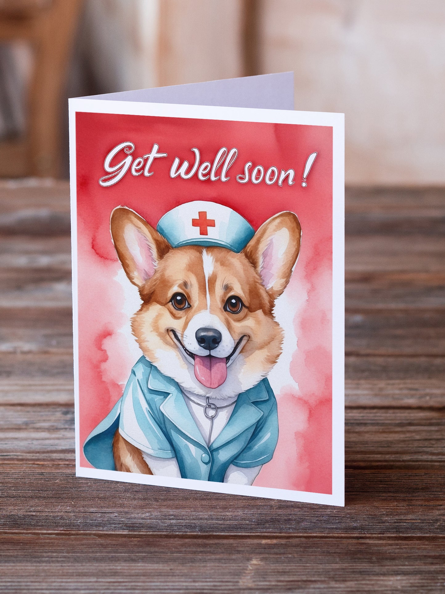 Corgi Get Well Soon Greeting Cards Pack of 8