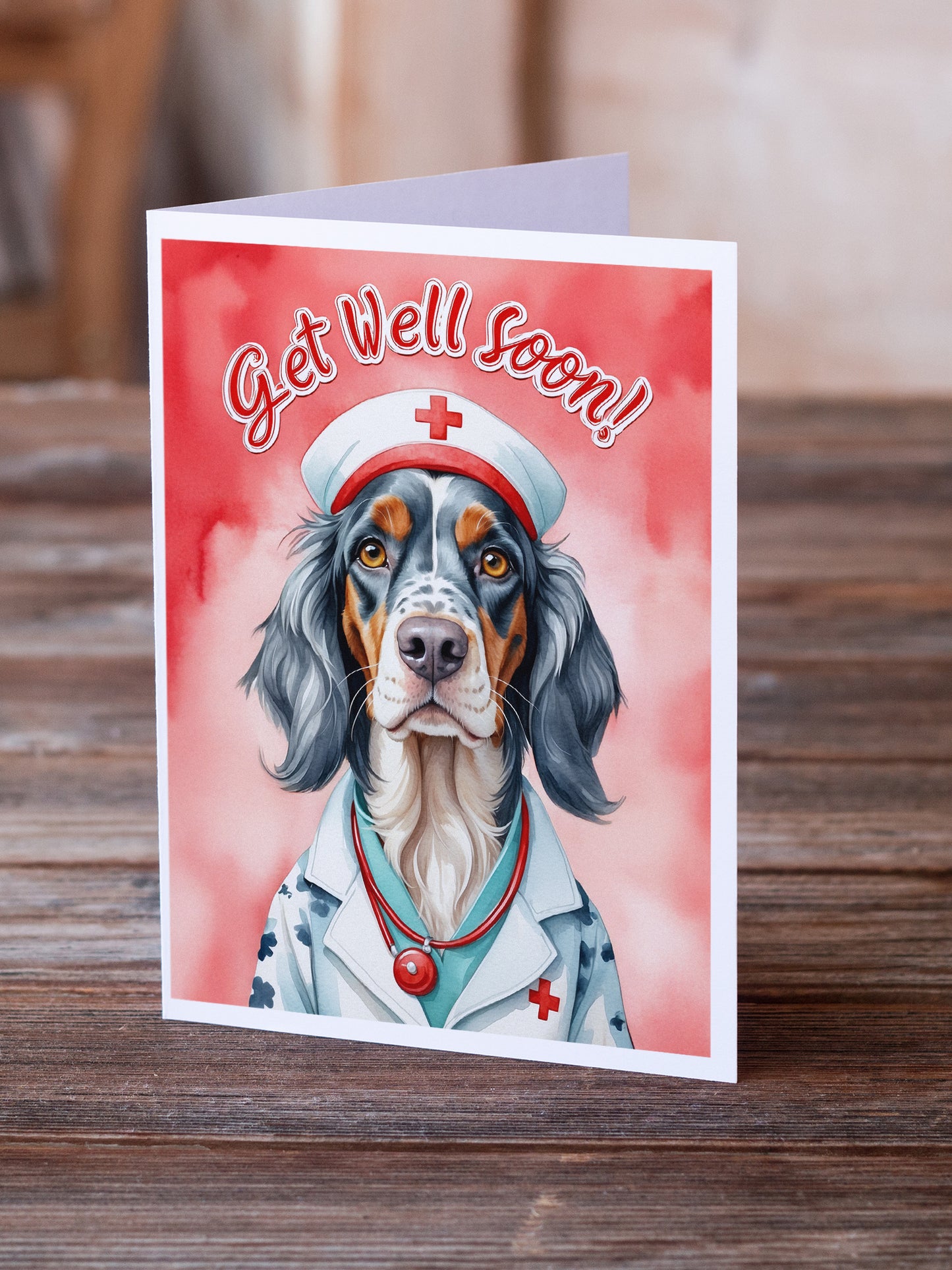 English Setter Get Well Soon Greeting Cards Pack of 8