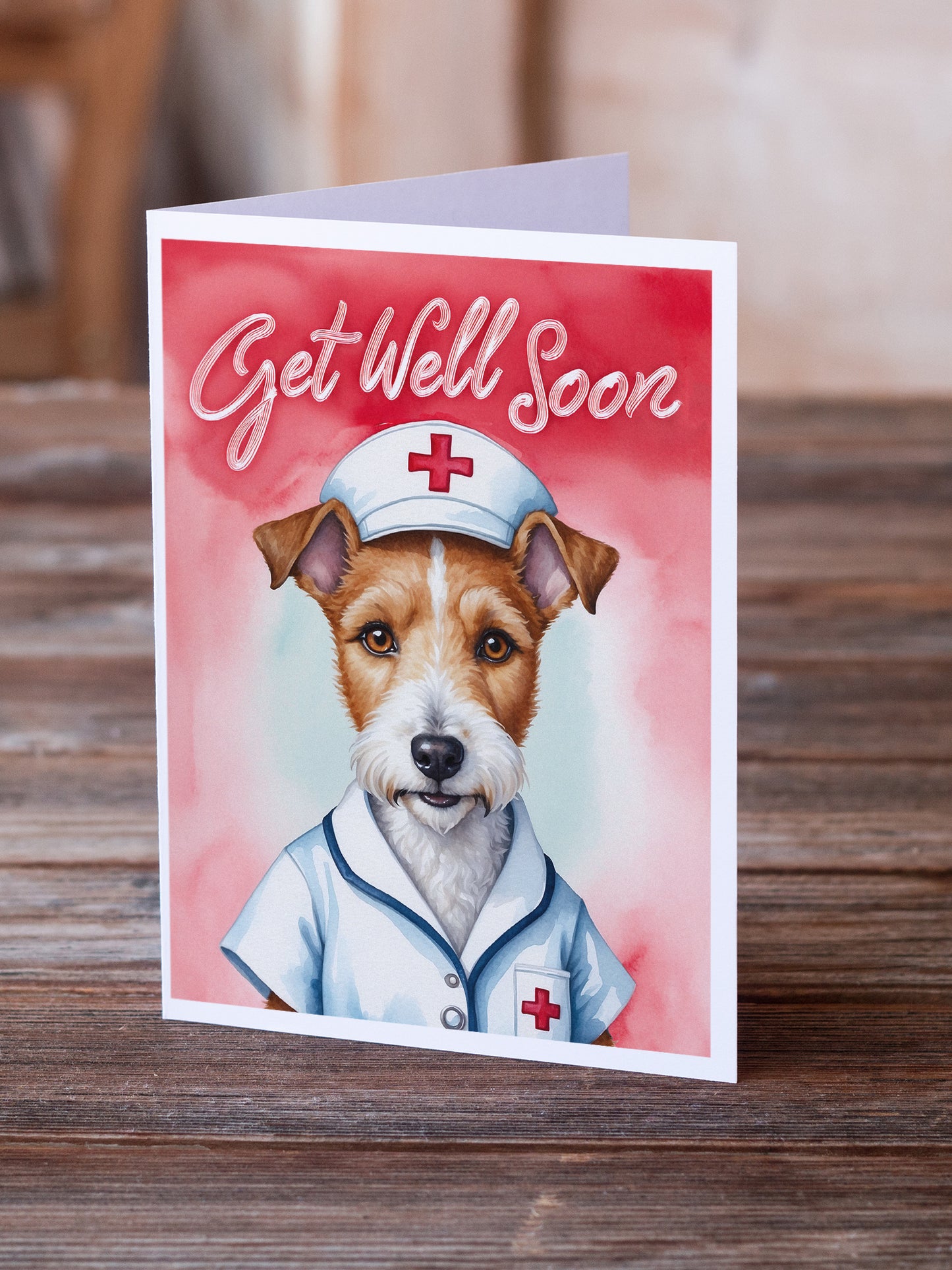 Fox Terrier Get Well Soon Greeting Cards Pack of 8