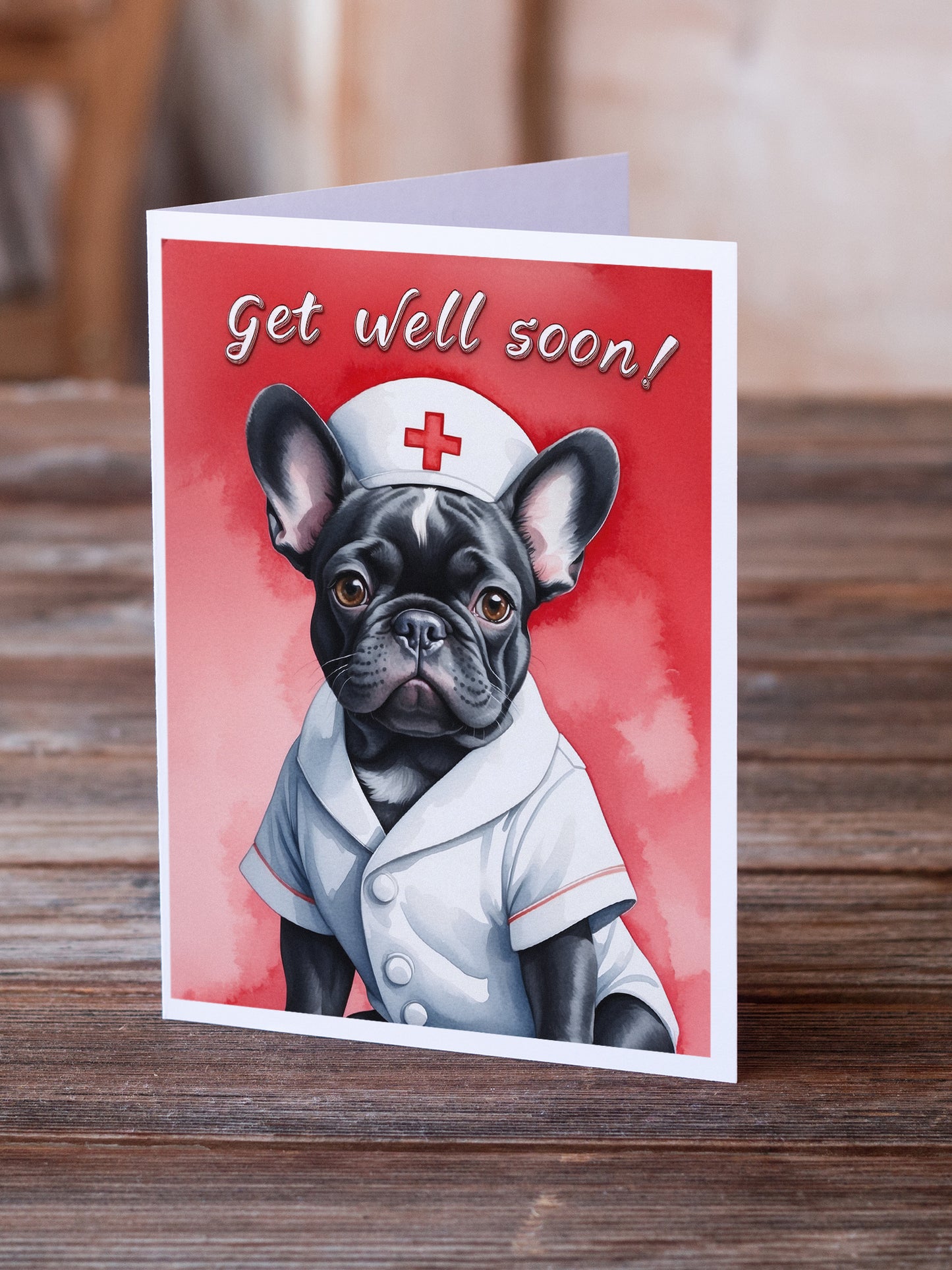 Black French Bulldog Get Well Soon Greeting Cards Pack of 8