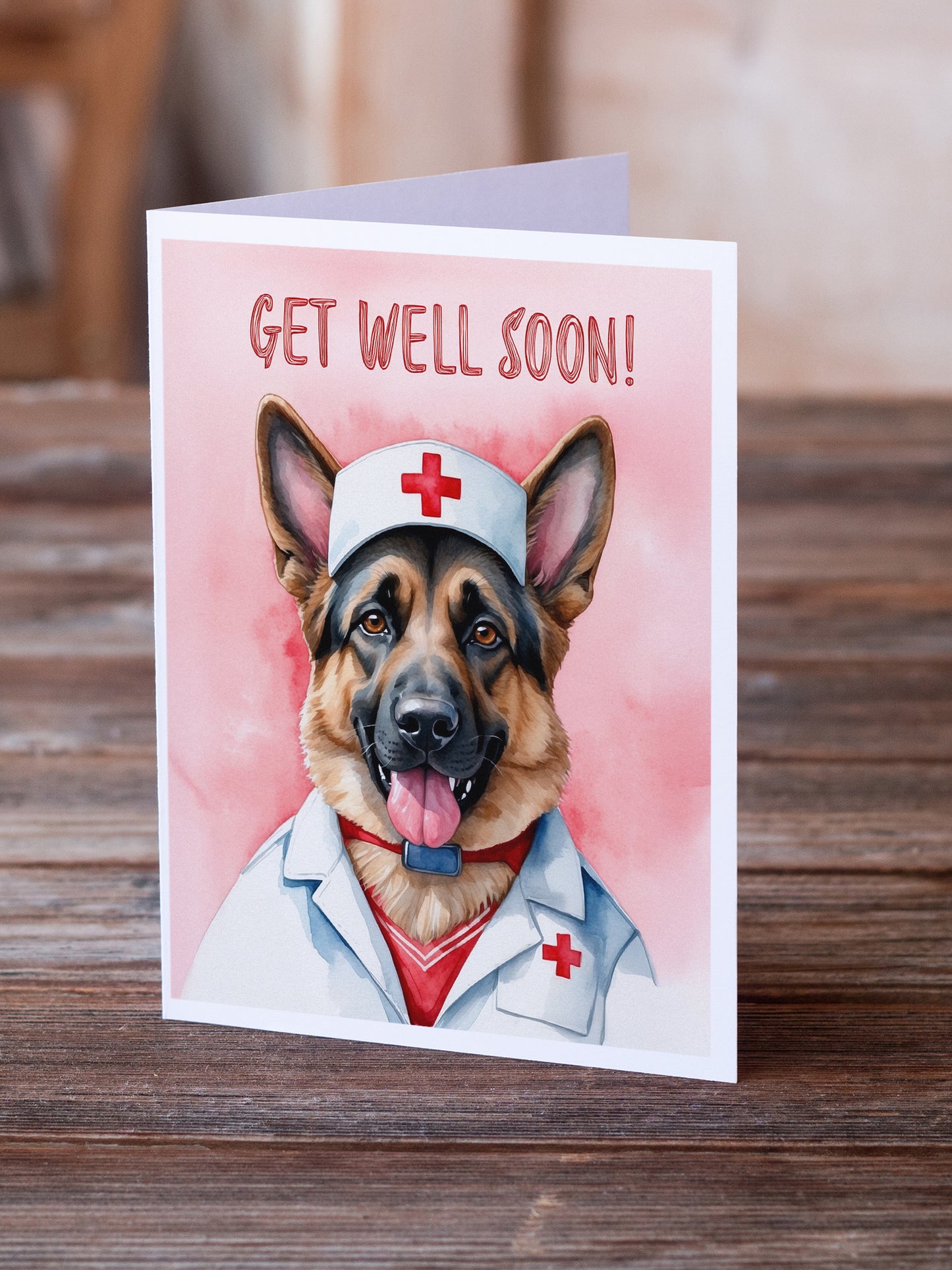 German Shepherd Get Well Soon Greeting Cards Pack of 8