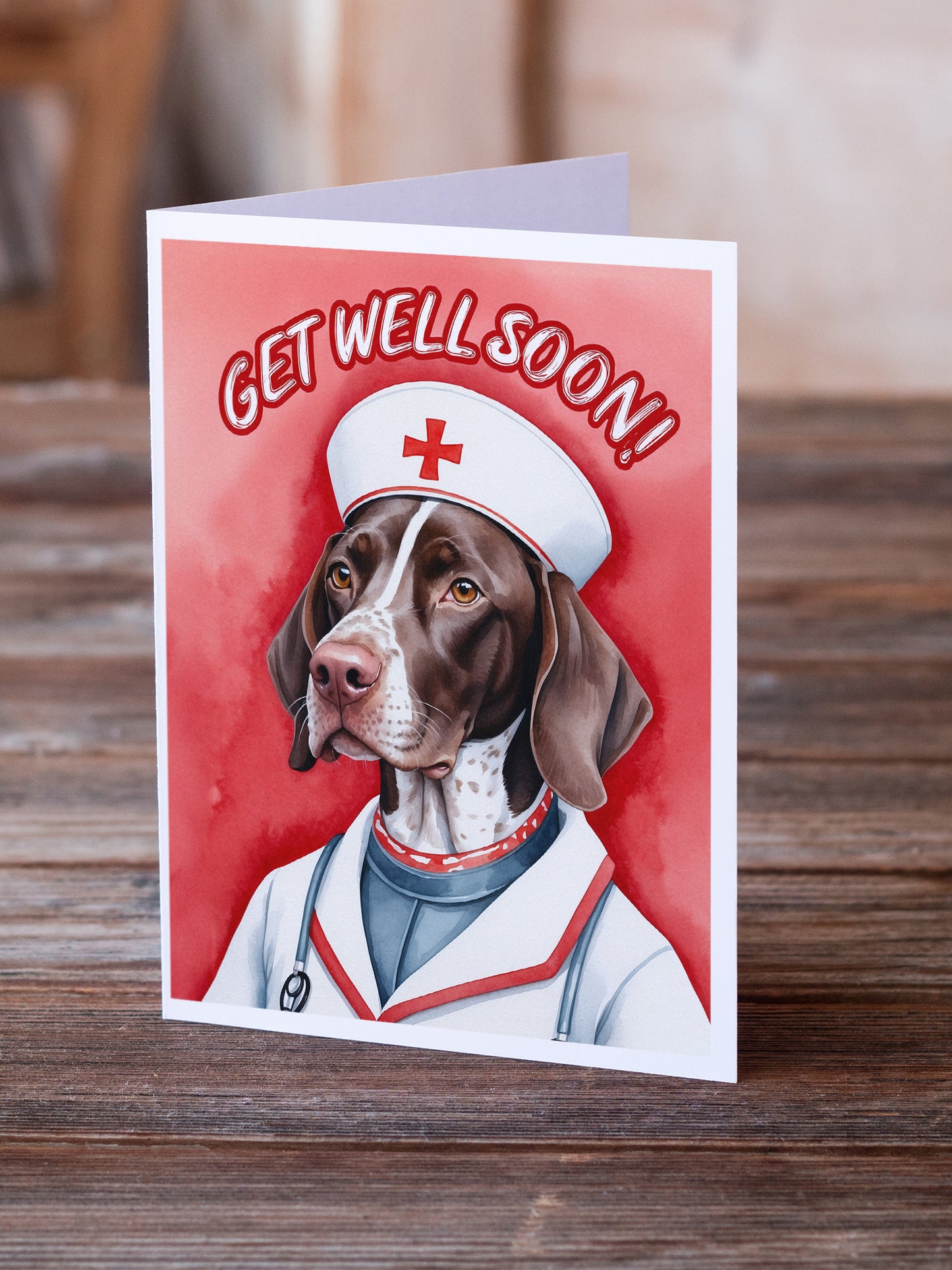 German Shorthaired Pointer Get Well Soon Greeting Cards Pack of 8