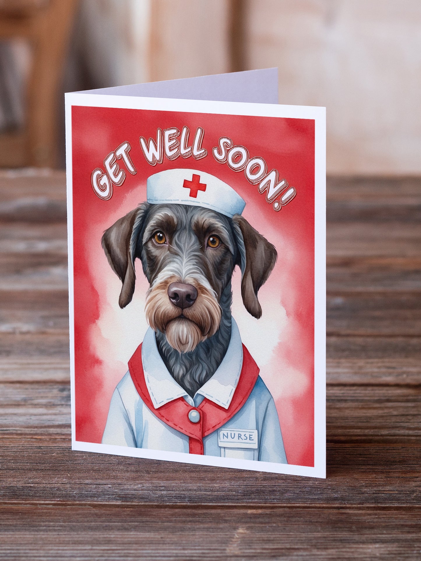 German Wirehaired Pointer Get Well Soon Greeting Cards Pack of 8