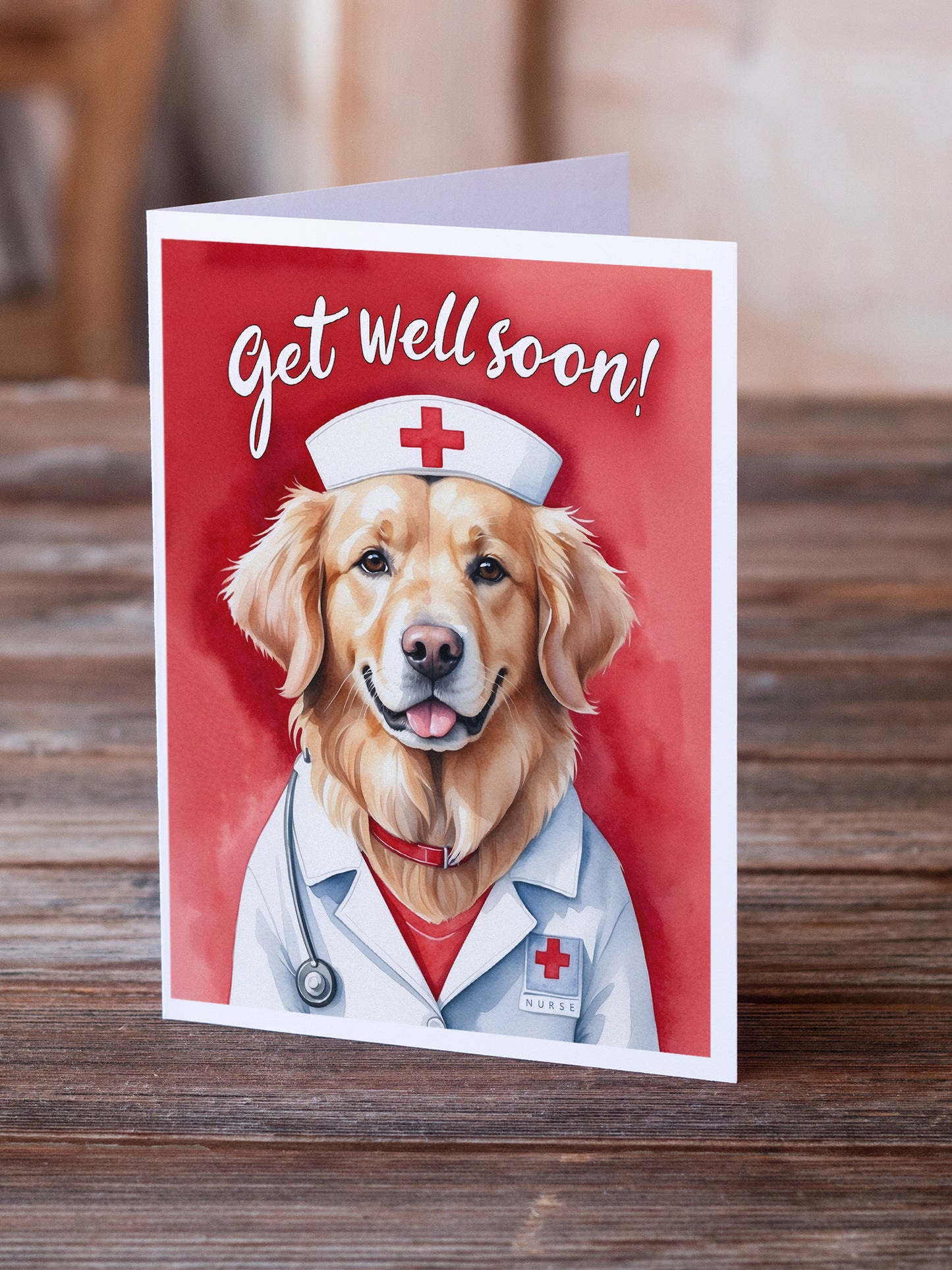 Golden Retriever Get Well Soon Greeting Cards Pack of 8