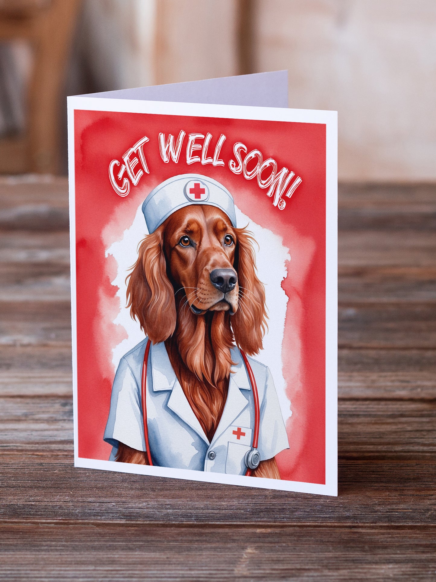 Irish Setter Get Well Soon Greeting Cards Pack of 8