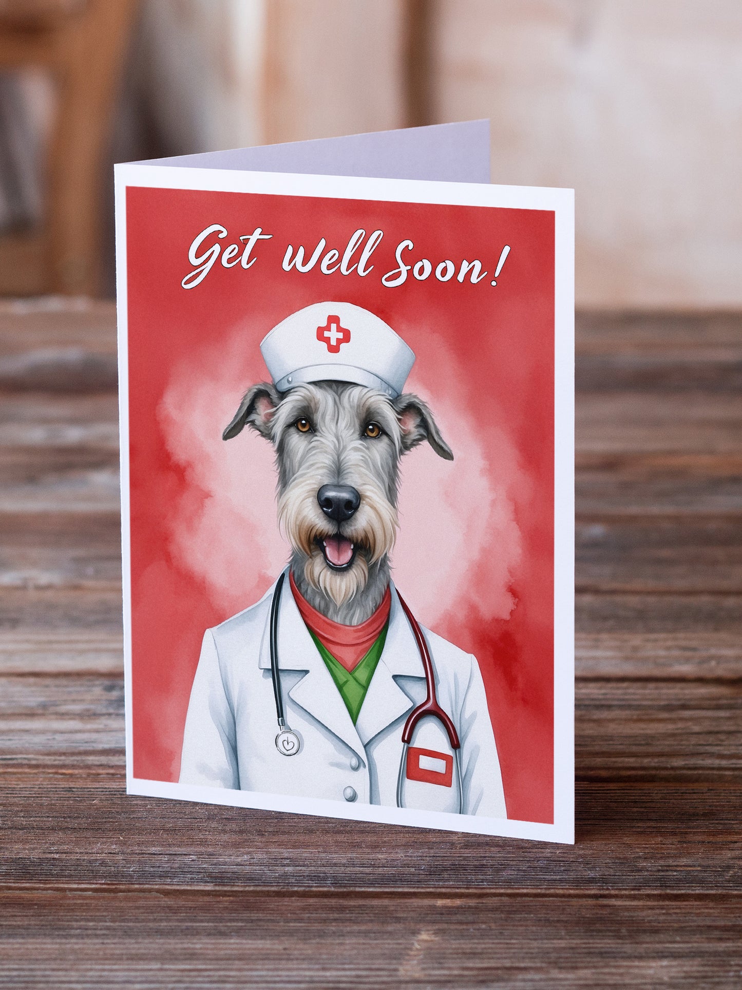 Irish Wolfhound Get Well Soon Greeting Cards Pack of 8