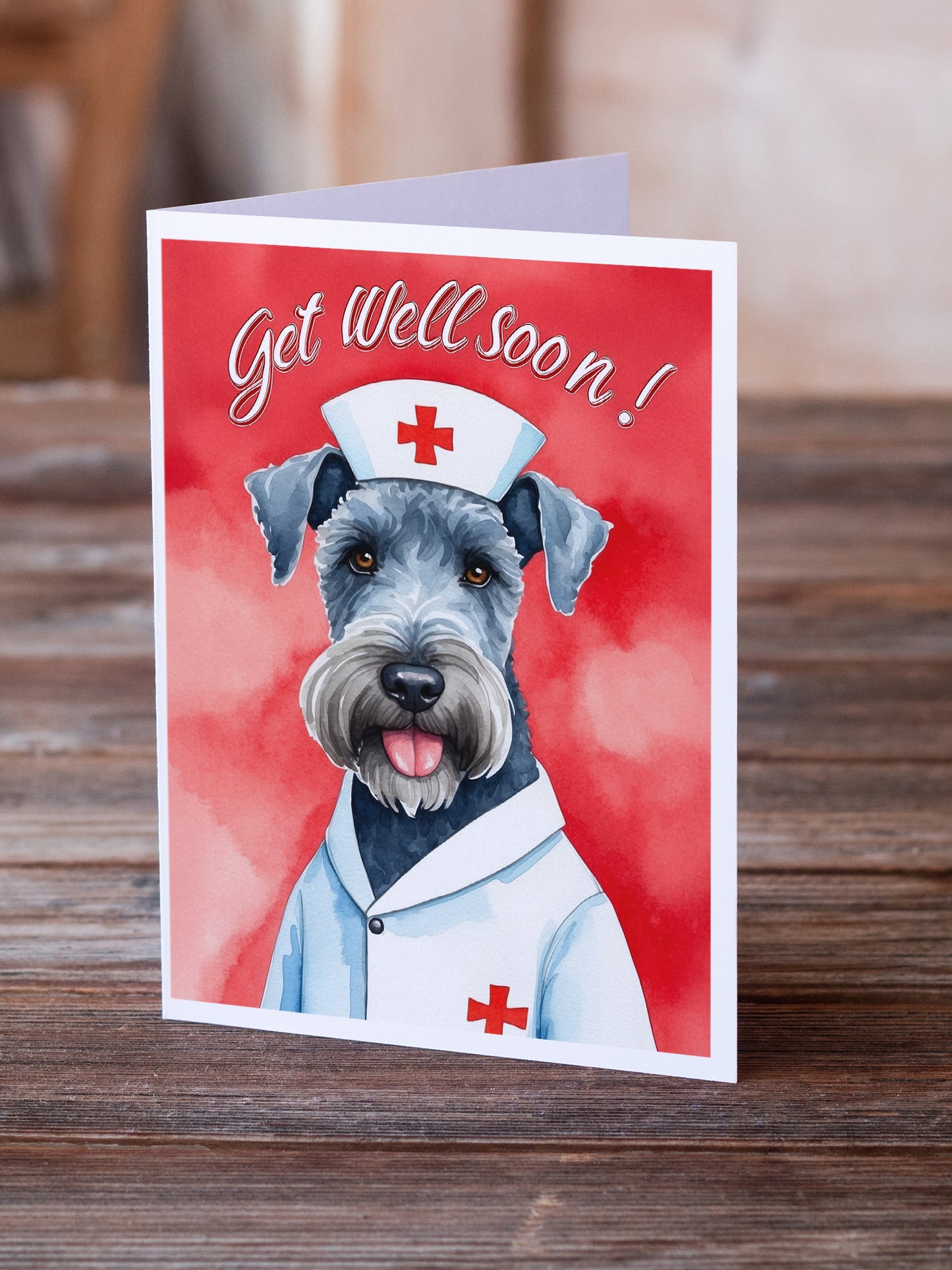 Kerry Blue Terrier Get Well Soon Greeting Cards Pack of 8