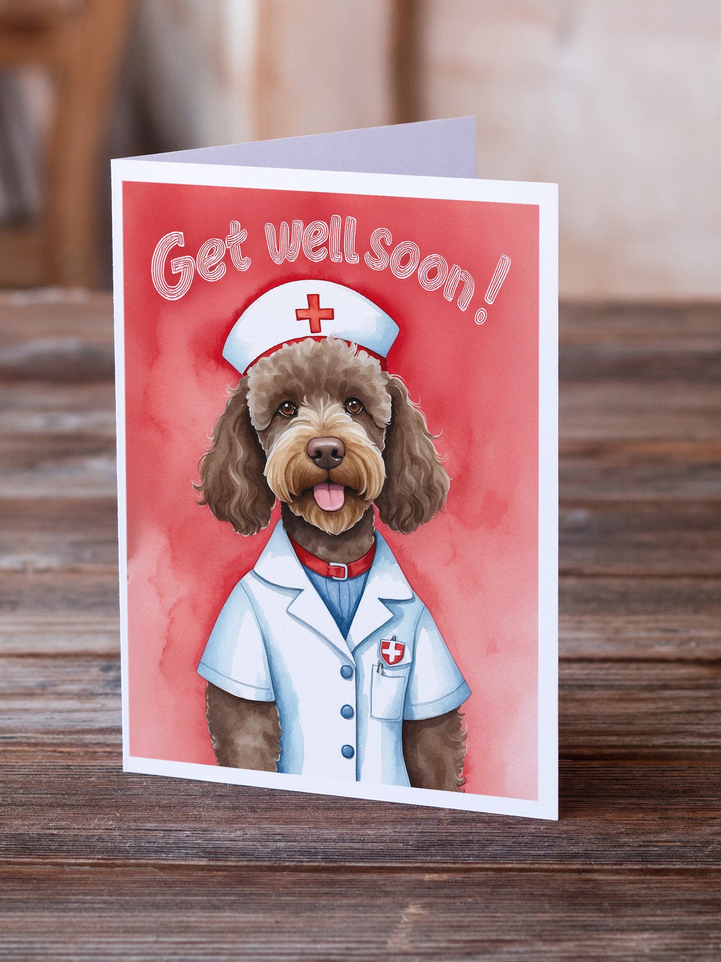 Labradoodle Get Well Soon Greeting Cards Pack of 8