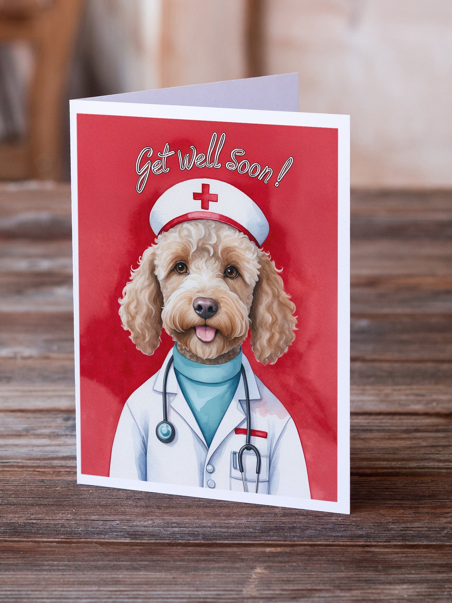 Labradoodle Get Well Soon Greeting Cards Pack of 8